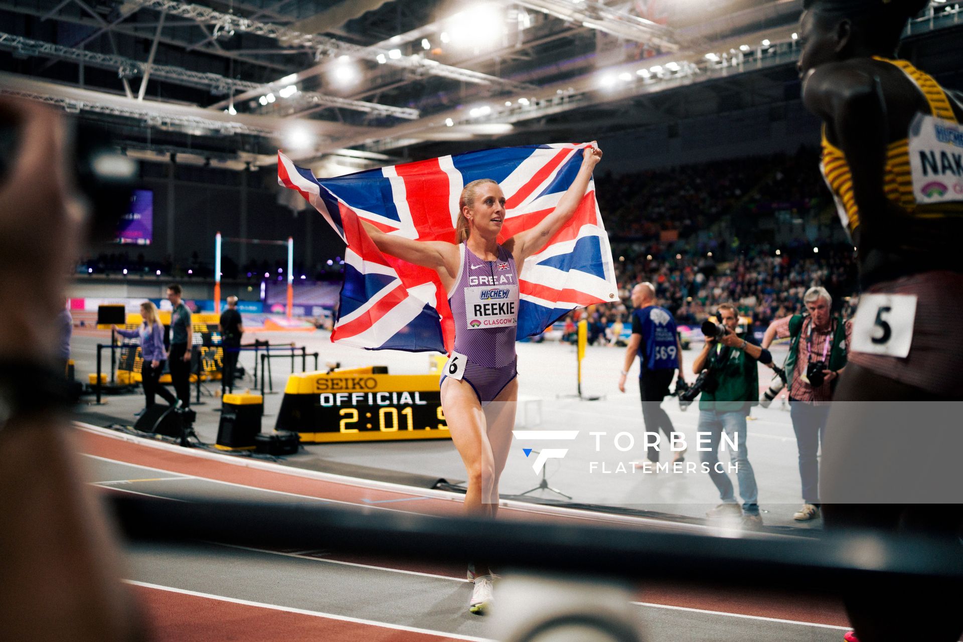 Jemma Reekie (GBR/Great Britain) am 03.03.2024 bei den World Athletics Indoor Championships in Glasgow (Schottland / Vereinigtes Königreich)