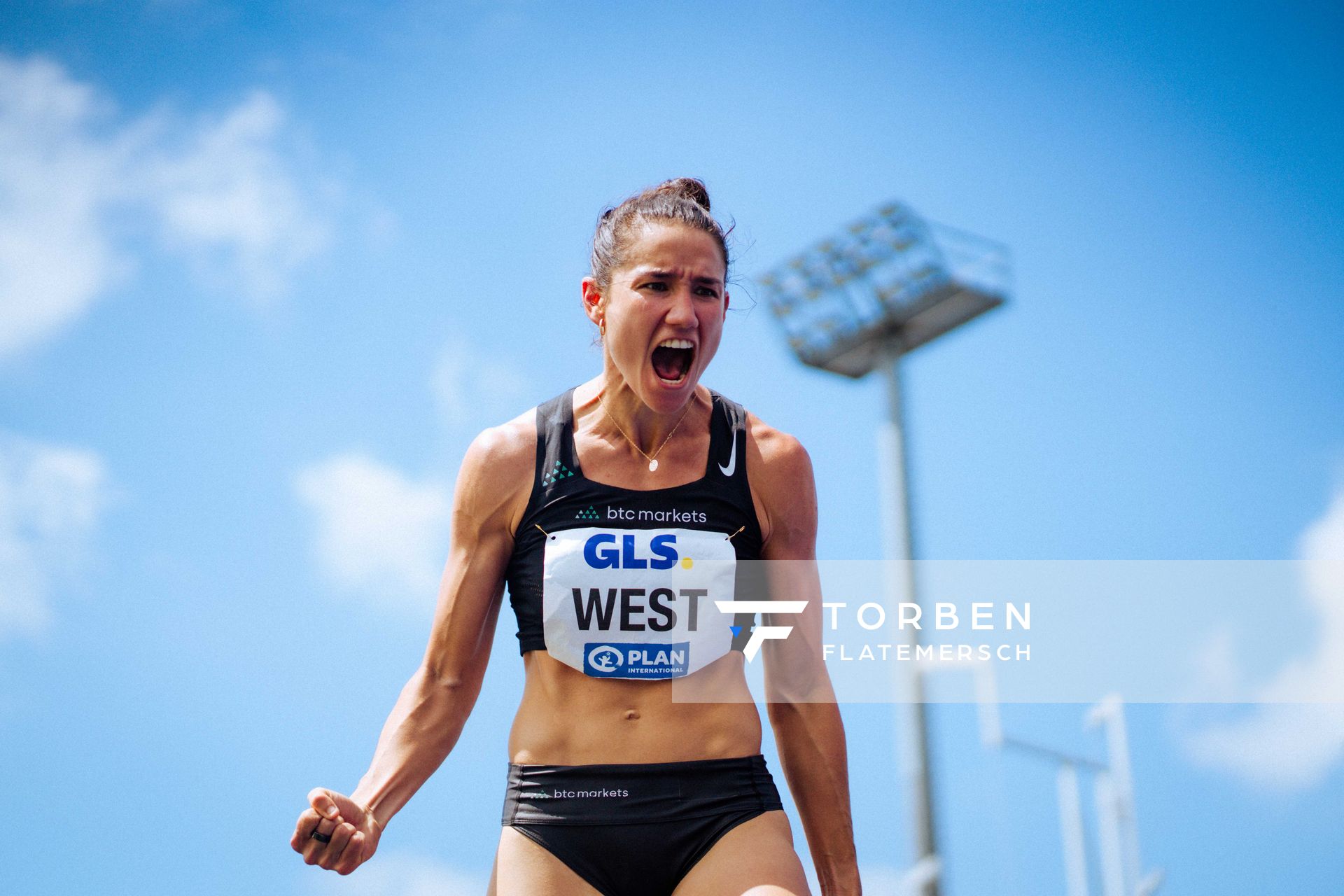 Tori West (AUS) beim Hochsprung am 22.06.2024 beim Stadtwerke Ratingen Mehrkampf-Meeting 2024 in Ratingen