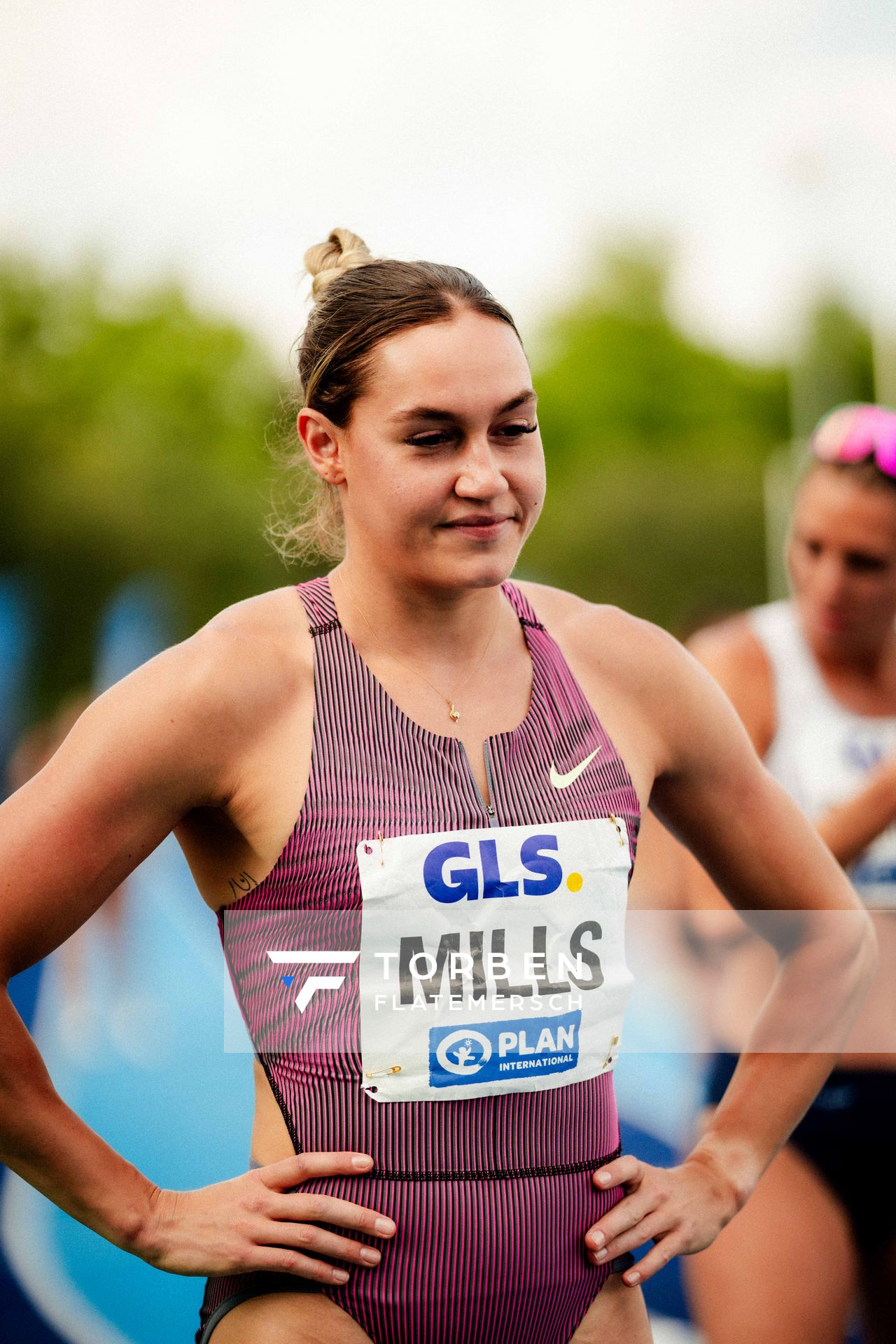 Holly Mills (GBR) am 200m Start am 22.06.2024 beim Stadtwerke Ratingen Mehrkampf-Meeting 2024 in Ratingen