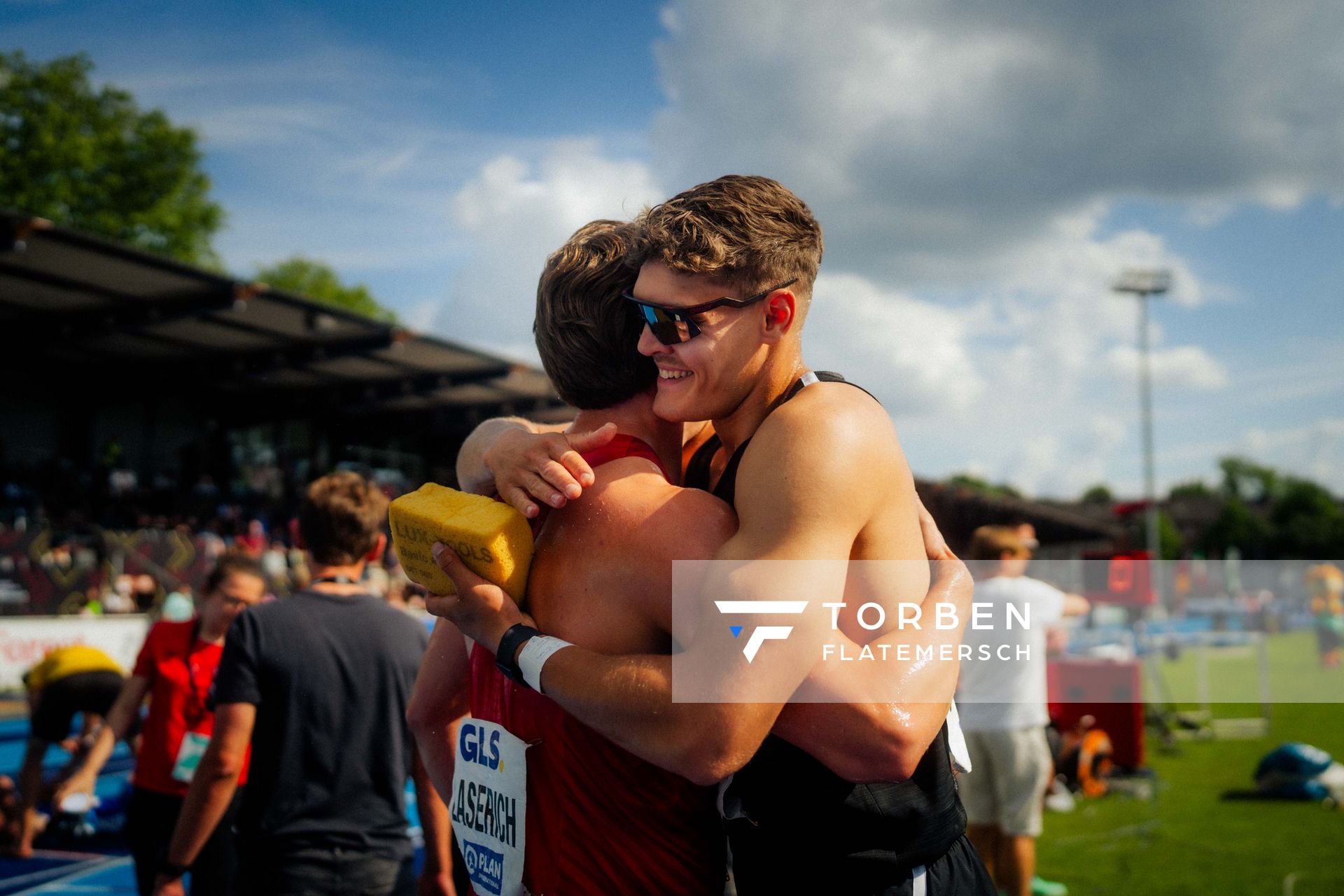 Marcel Meyer (GER | Hannover 96) und Nils Laserich (GER | TSV Bayer 04 Leverkusen) am 23.06.2024 beim Stadtwerke Ratingen Mehrkampf-Meeting 2024 in Ratingen