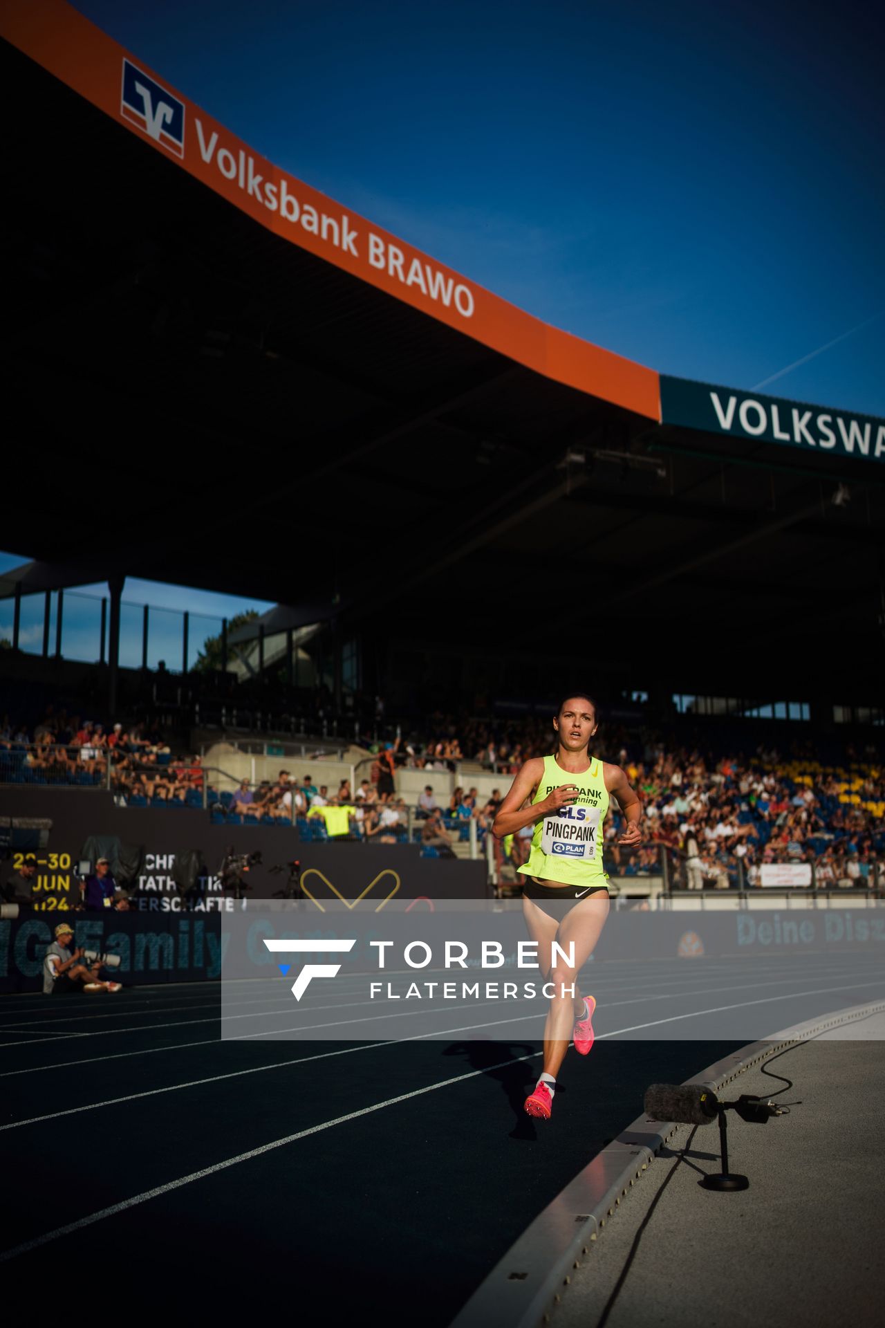 Svenja Pingpank (Hannover Athletics) am 28.06.2024 beim 5000m Lauf bei den deutschen Leichtathletik-Meisterschaften 2024 im Eintracht-Stadion in Braunschweig