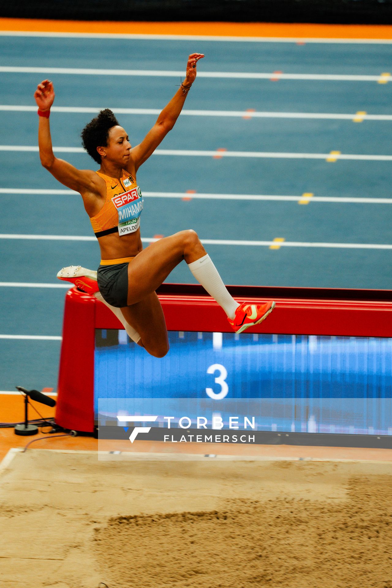 Malaika Mihambo (GER) during the European Athletics Indoor Championships on 07/03/2025 at the Omnisport Arena in Apeldoorn