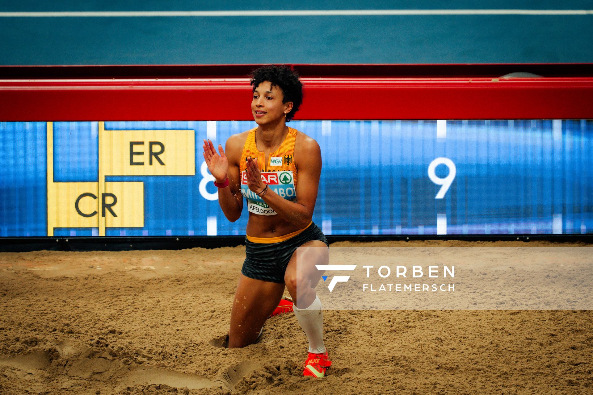 Malaika Mihambo (GER) during the European Athletics Indoor Championships on 07/03/2025 at the Omnisport Arena in Apeldoorn