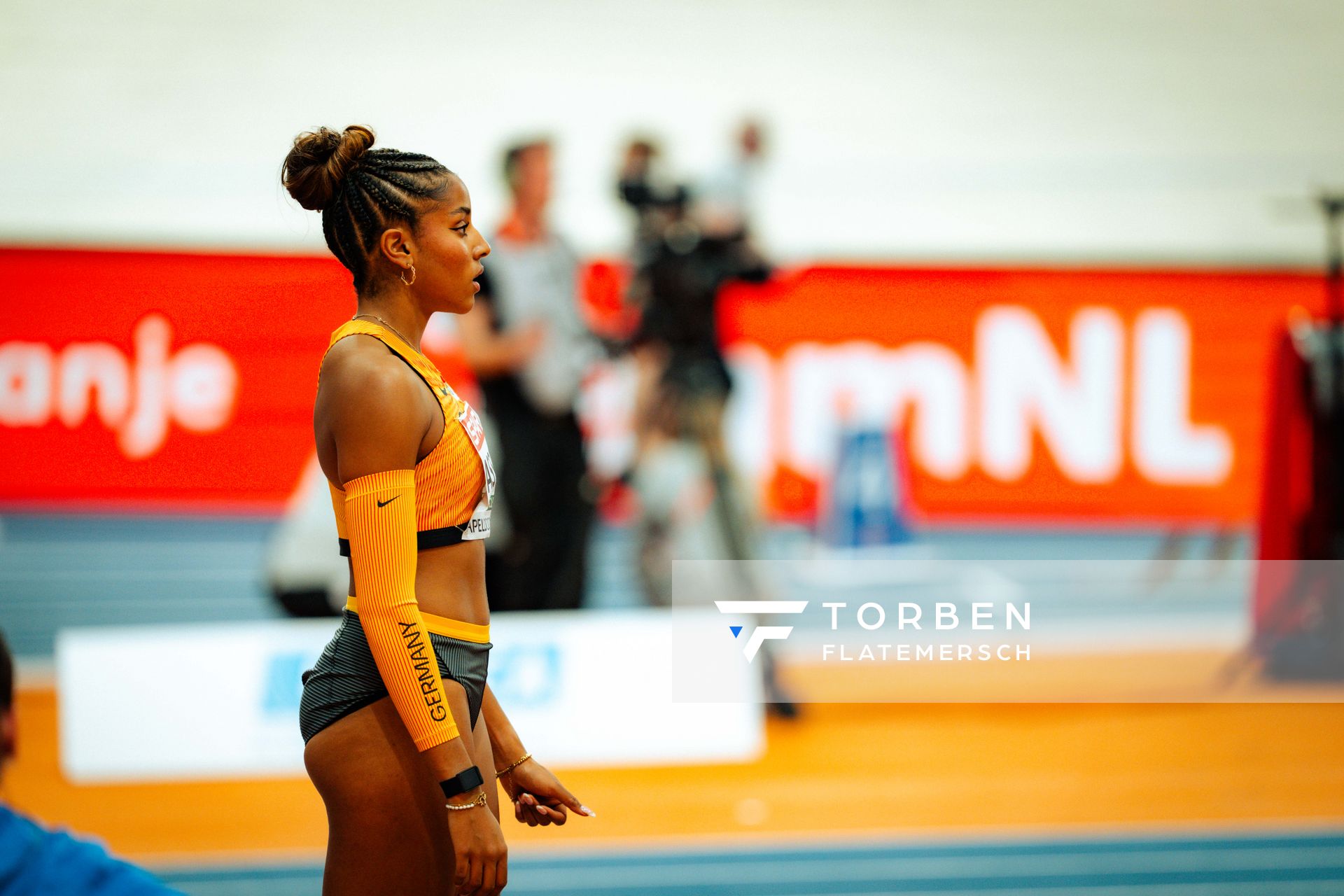 Mikaelle Assani (GER/Germany) during the European Athletics Indoor Championships on 07/03/2025 at the Omnisport Arena in Apeldoorn