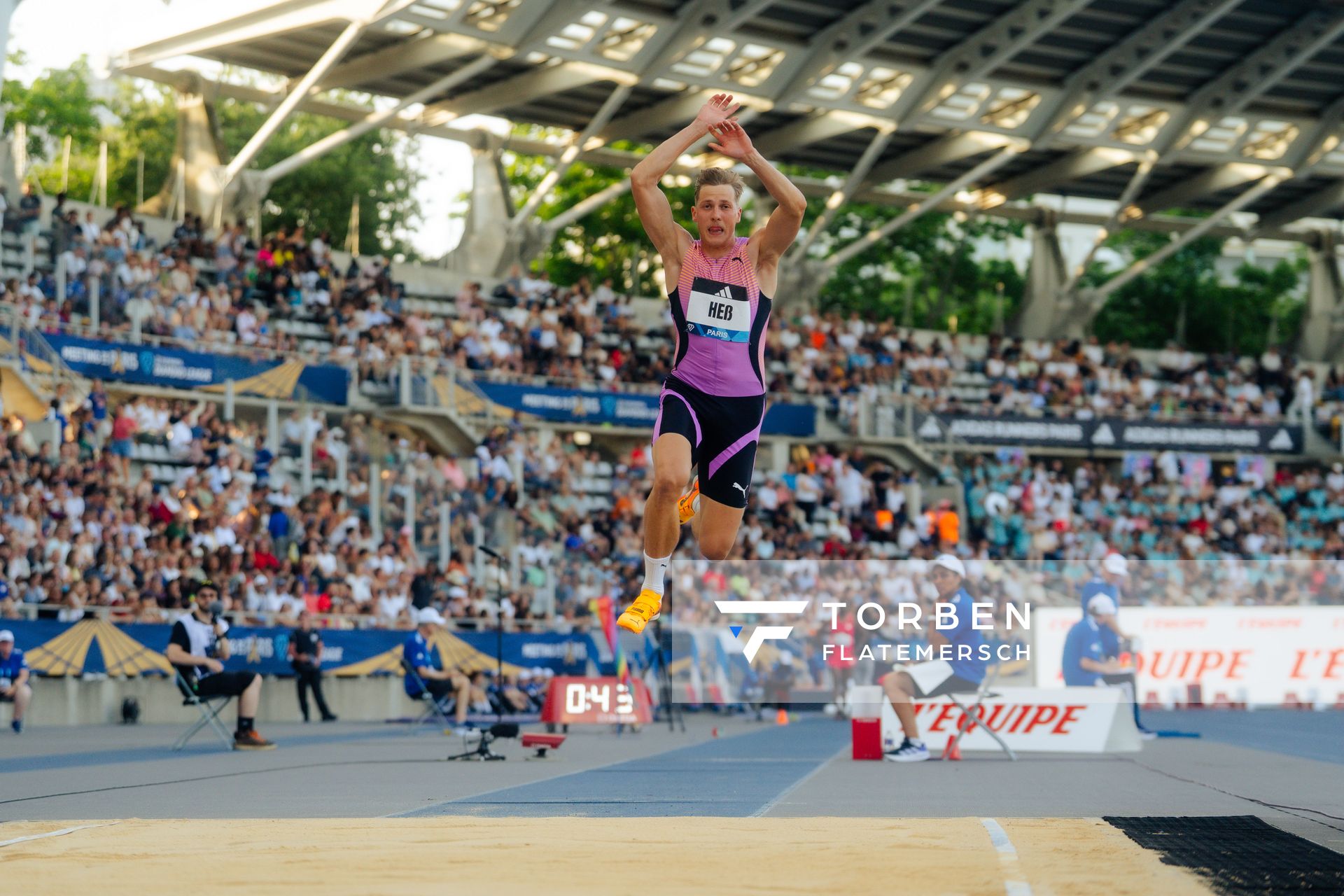 Max Heß (Germany) during the Triple Jump at the Wanda Diamond League MEETING de Paris on 20/06/2025 in Paris