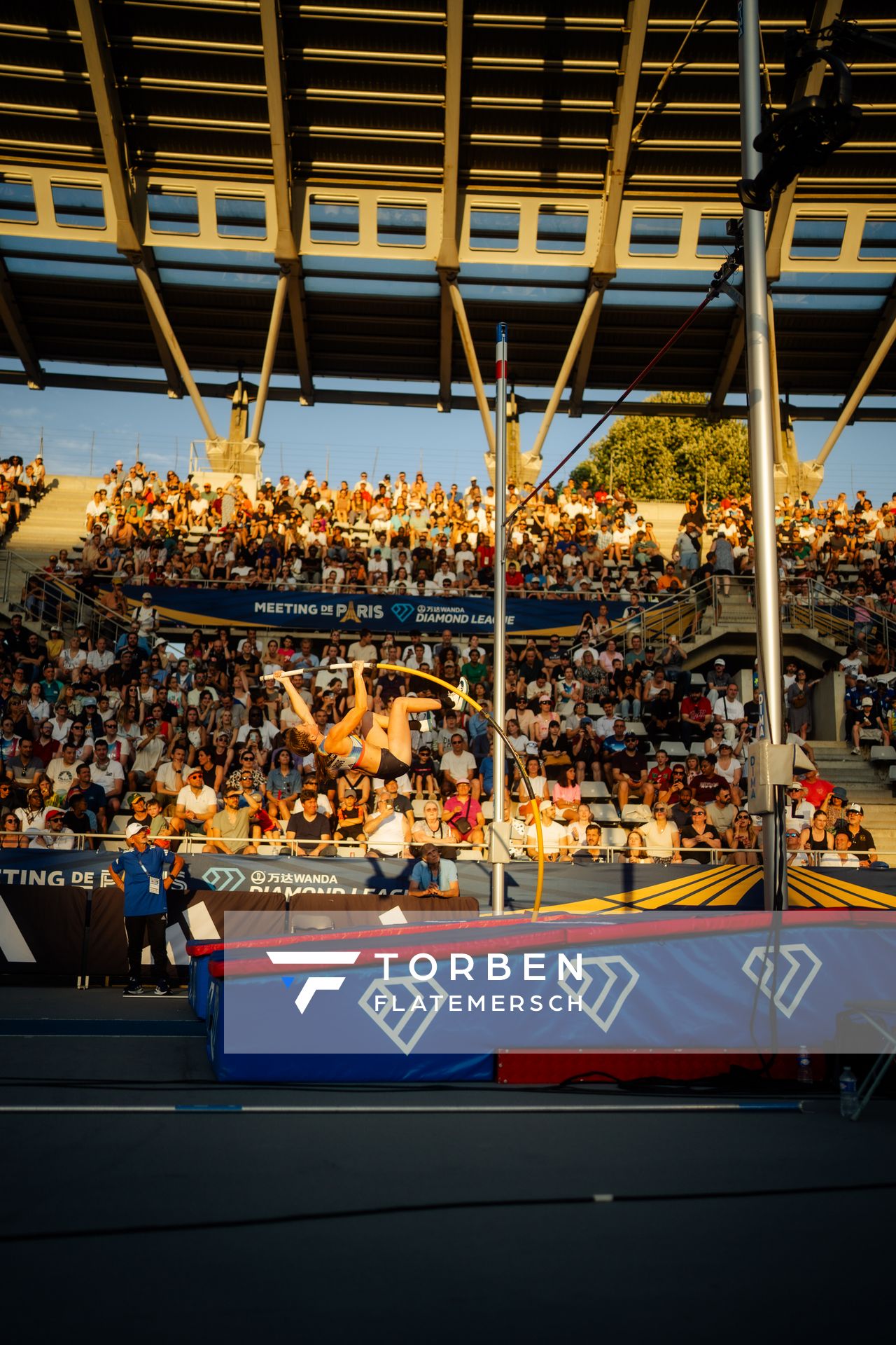 Emily Grove (United States) during the pole vault at the Wanda Diamond League MEETING de Paris on 20/06/2025 in Paris