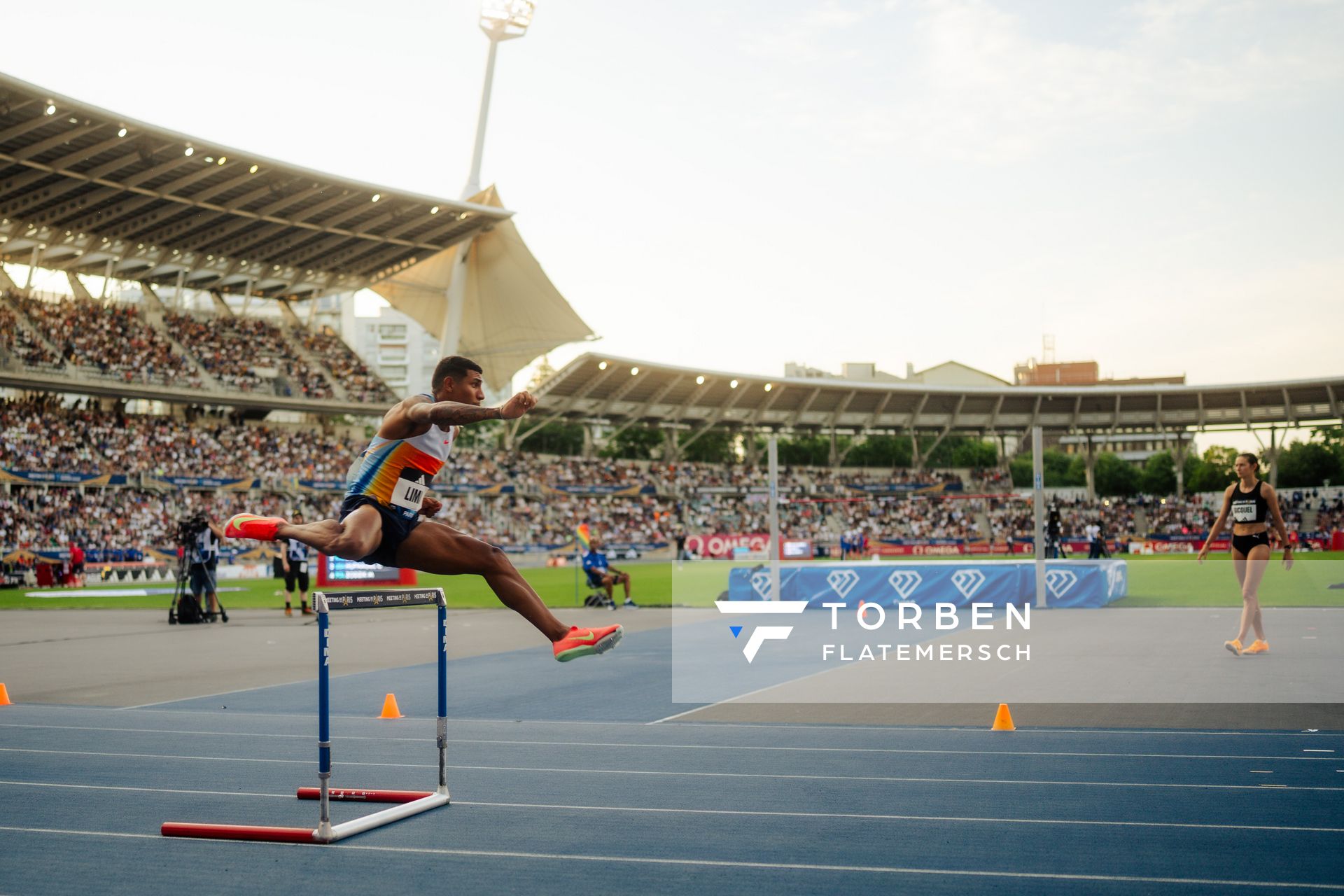 Matheus Lima (Brazil) during the 400m hurdles at the Wanda Diamond League MEETING de Paris on 20/06/2025 in Paris