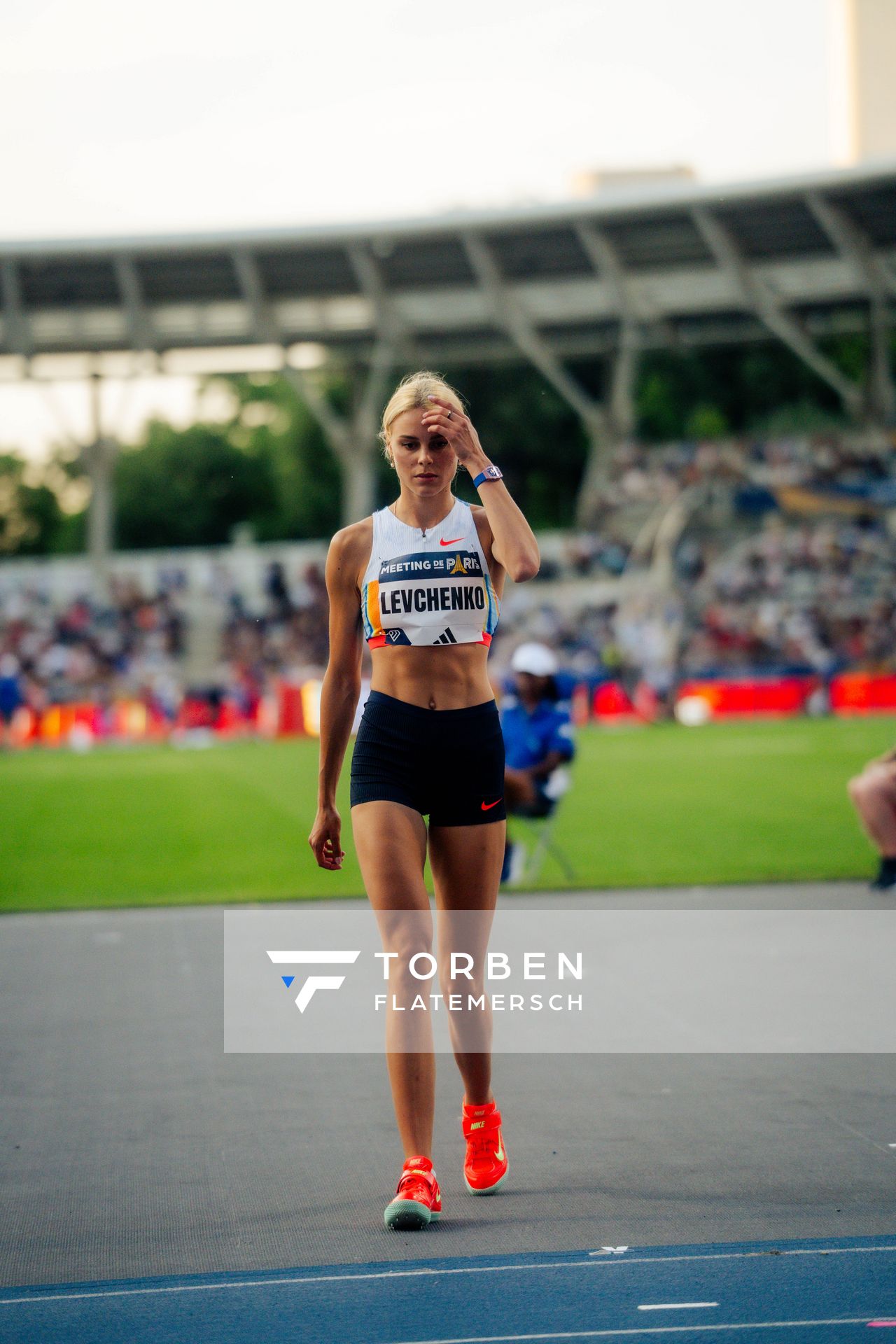 Yuliia Levchenko (Ukraine) during the High Jump at the Wanda Diamond League MEETING de Paris on 20/06/2025 in Paris
