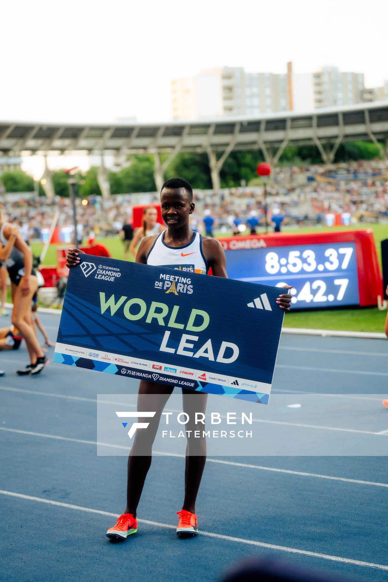 Faith Cherotich (Kenya) during the 3000m steeplechase at the Wanda Diamond League MEETING de Paris on 20/06/2025 in Paris