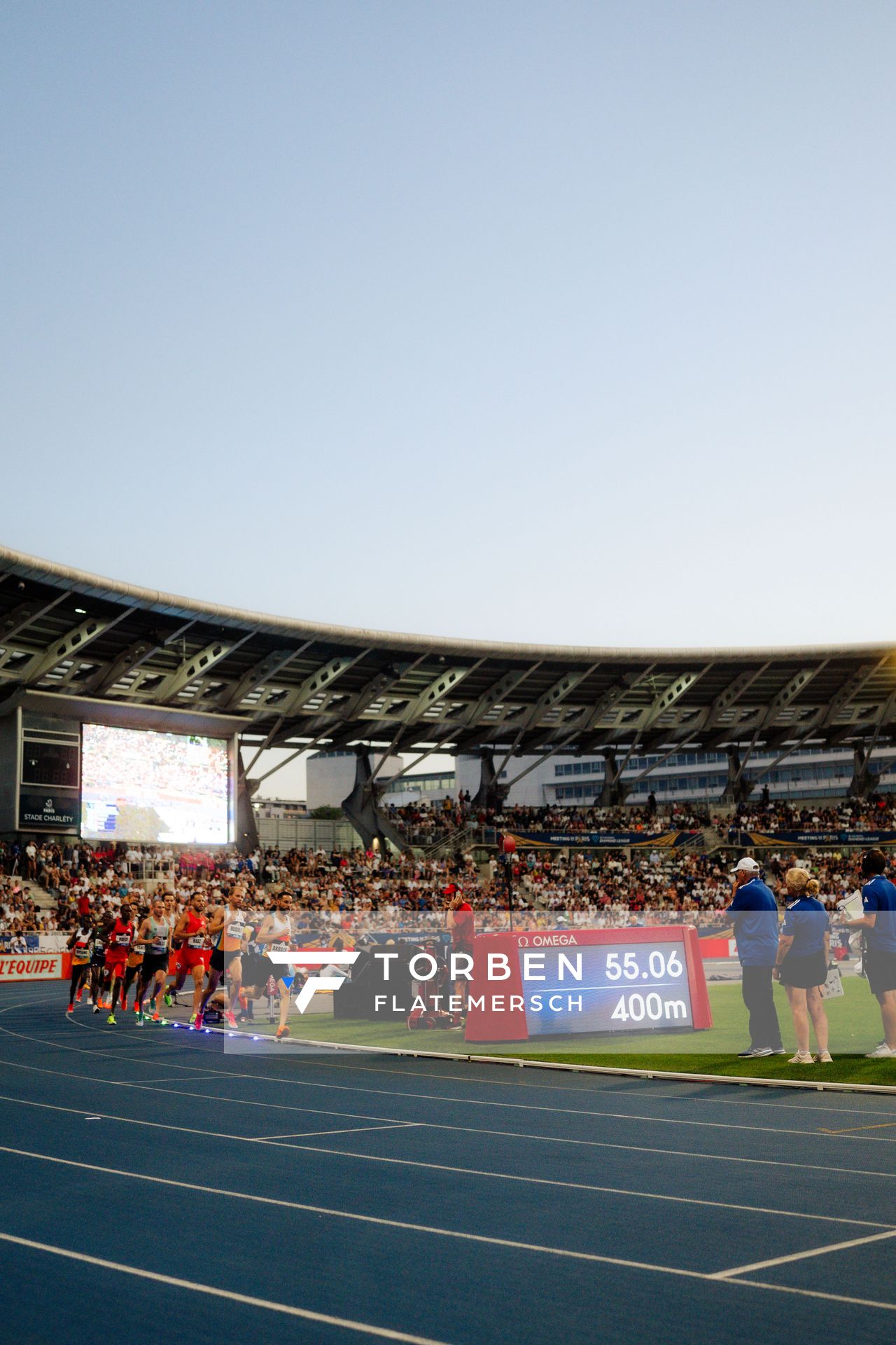 Paul Anselmini (France), Romain Mornet (France), Ruben Verheyden (Belgium), Tshepo Tshite (South Africa), Pieter Sisk (Belgium), Phanuel Kipkosgei Koech (Kenya), Pierrik Jocteur-Monrozier (France), Louis Gilavert (France), Flavien Szot (France), Festus Lagat (Kenya), Stefan Nillessen (Netherlands), Abel Kipsang (Kenya), George Mills (United Kingdom), Azeddine Habz (France), Žan Rudolf (Slovenia), Mounir Akbache (France) during the 1500m race at the Wanda Diamond League MEETING de Paris on 20/06/2025 in Paris