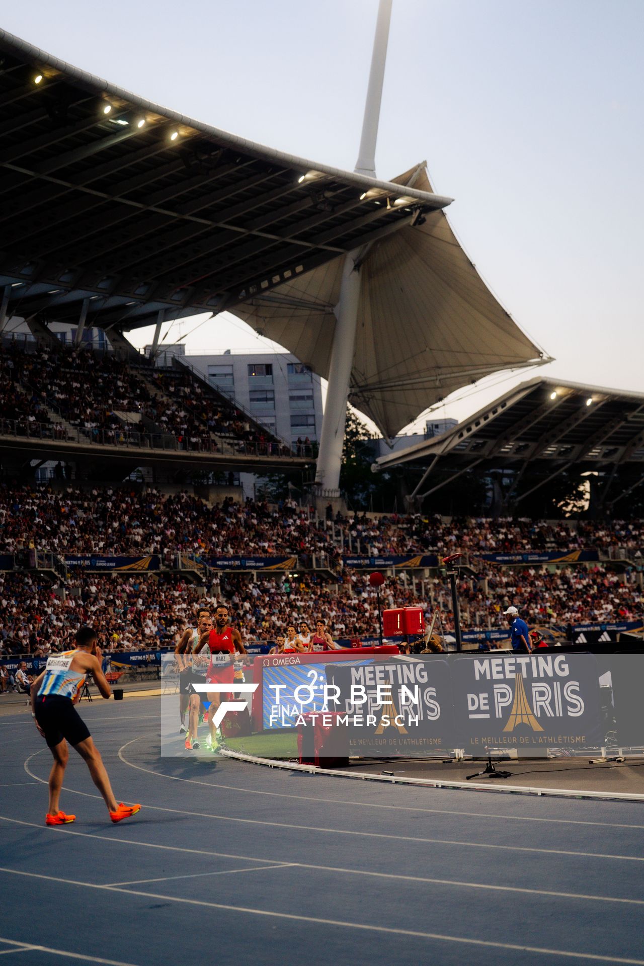 George Mills (United Kingdom), Azeddine Habz (France) during the 1500m race at the Wanda Diamond League MEETING de Paris on 20/06/2025 in Paris