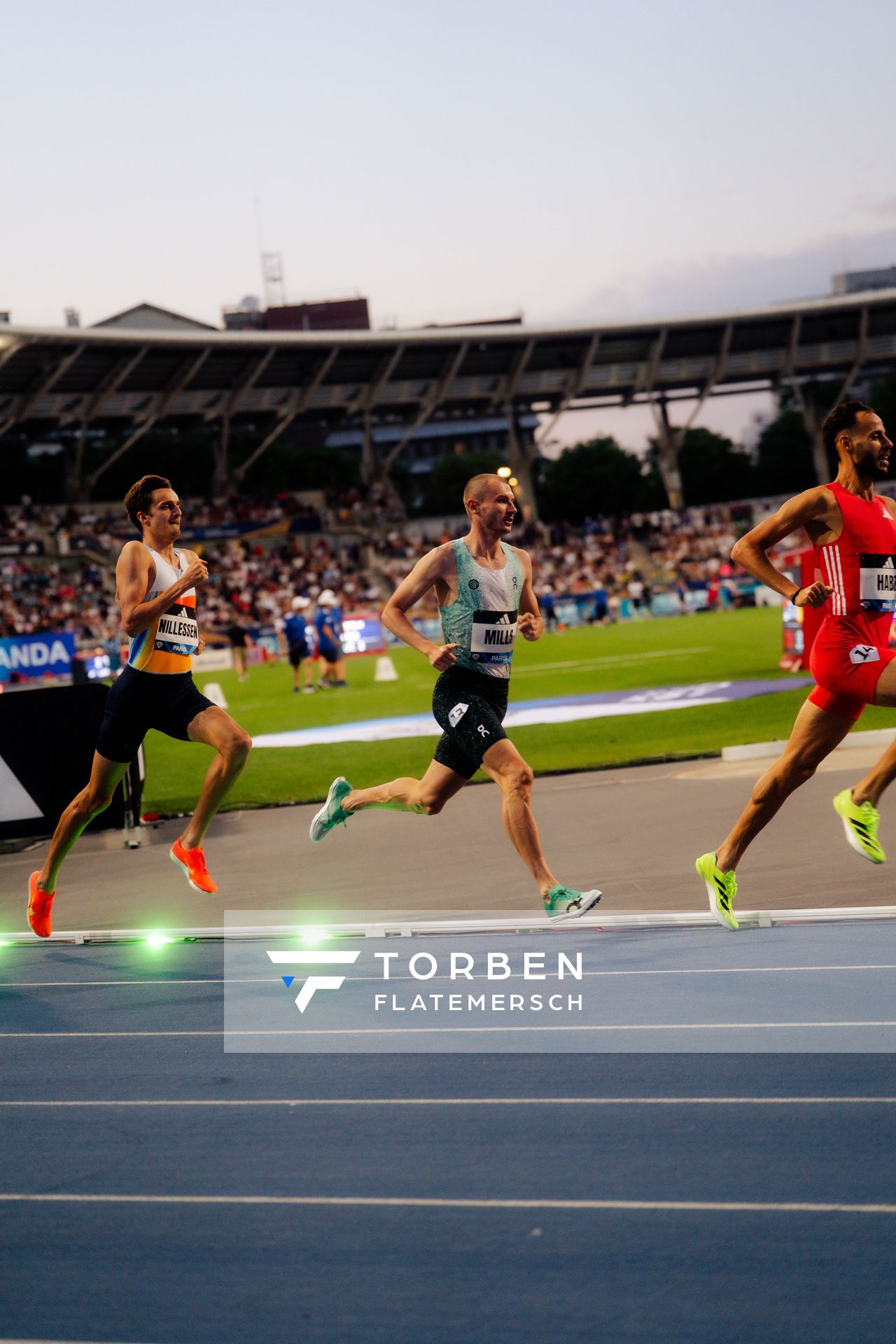 George Mills (United Kingdom), Stefan Nillessen (Netherlands) during the 1500m race at the Wanda Diamond League MEETING de Paris on 20/06/2025 in Paris