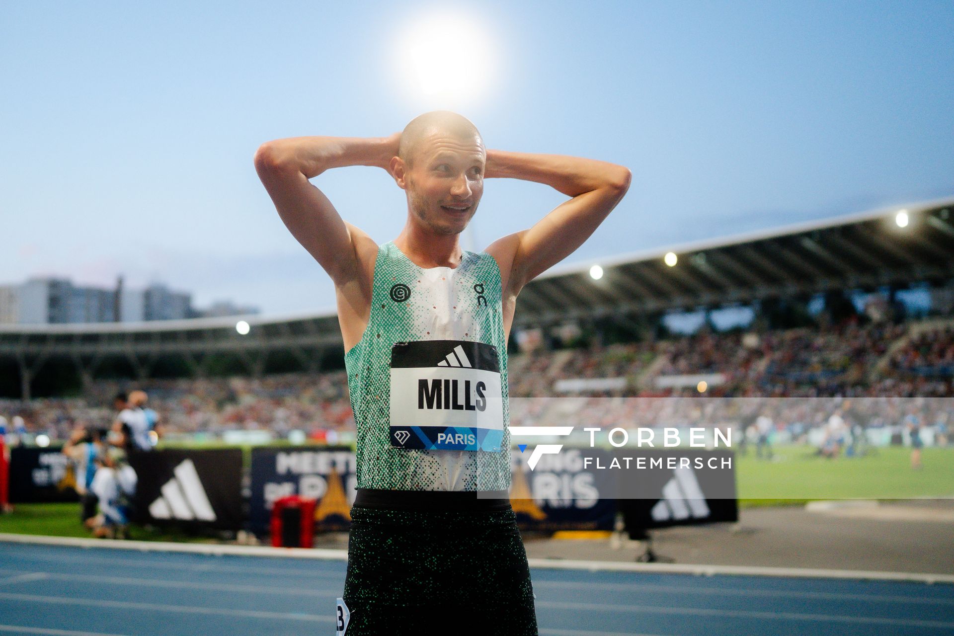George Mills (United Kingdom) during the 1500m race at the Wanda Diamond League MEETING de Paris on 20/06/2025 in Paris