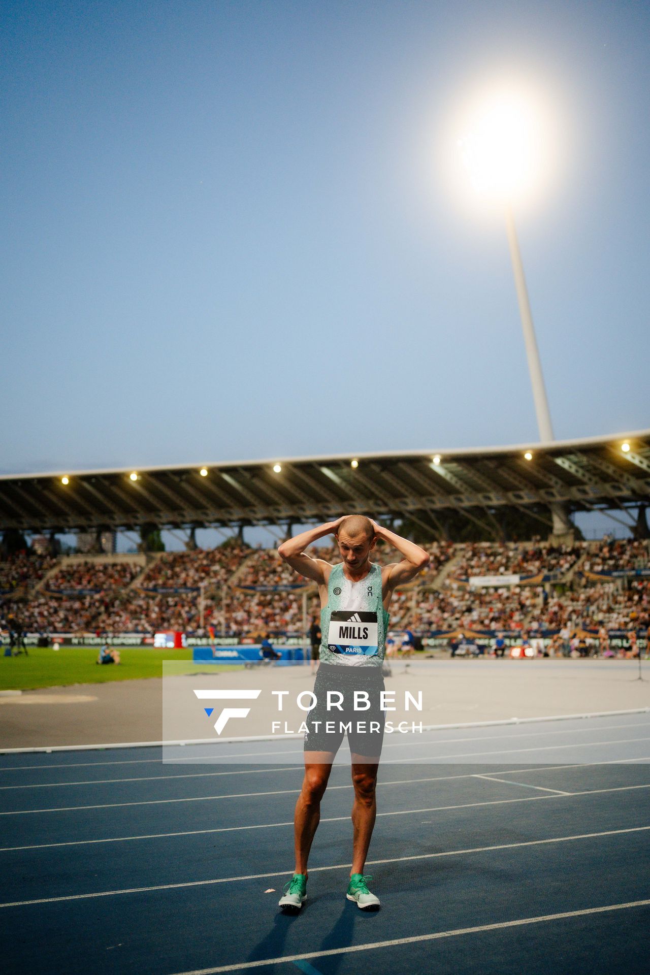 George Mills (United Kingdom) during the 1500m race at the Wanda Diamond League MEETING de Paris on 20/06/2025 in Paris
