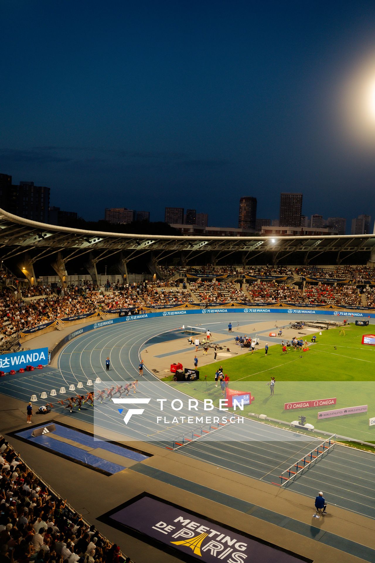 Pia Skrzyszowska (Poland), Devynne Charlton (Bahamas), Tobi Amusan (Nigeria), Ackera Nugent (Jamaica), Grace Stark (United States), Nadine Visser (Netherlands), Kendra Harrison (United States), Alaysha Johnson (United States) during the 100m hurdles race at the Wanda Diamond League MEETING de Paris on 20/06/2025 in Paris