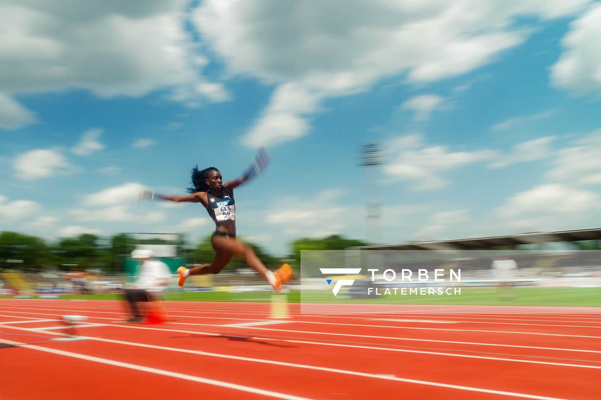 Fehintola Oladejo (MTG Mannheim) waehrend der U16-/U23-DM am 05.07.2025 im Donaustadion in Ulm