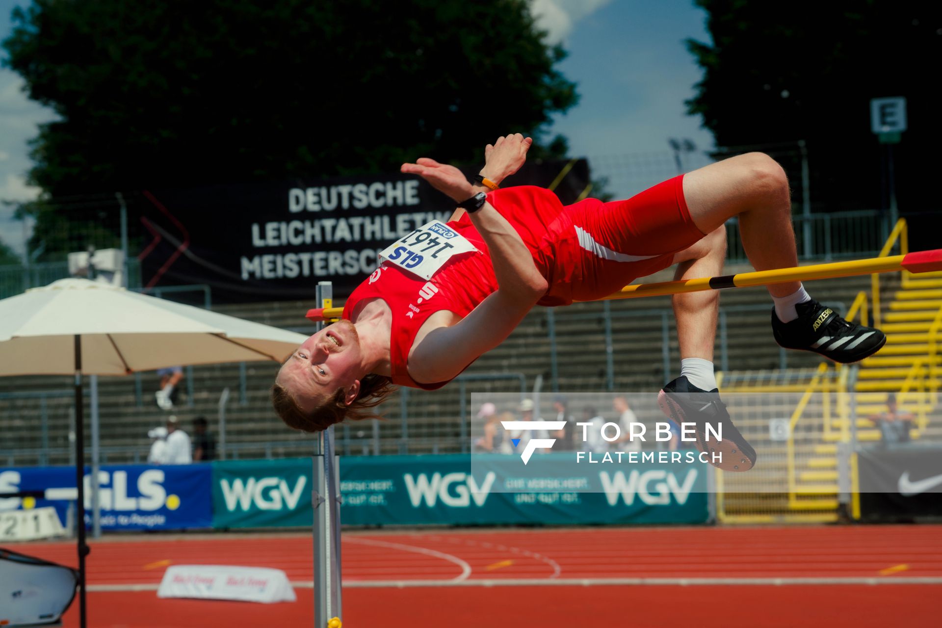 Jeremias Ring (LG Staufen) im Hochsprung waehrend der U16-/U23-DM am 05.07.2025 im Donaustadion in Ulm