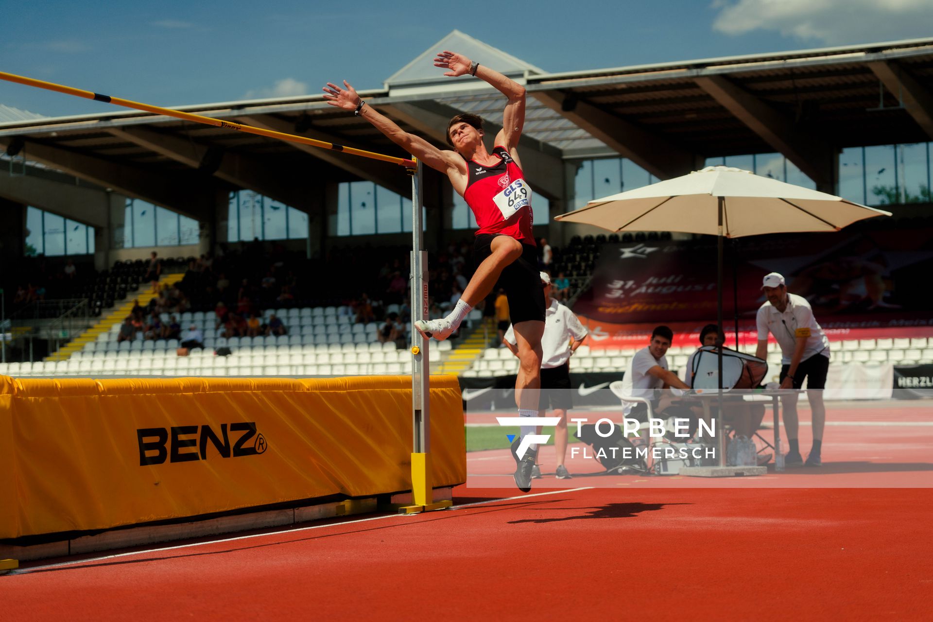 Nevio Völkel (LG Osnabrück) waehrend der U16-/U23-DM am 05.07.2025 im Donaustadion in Ulm
