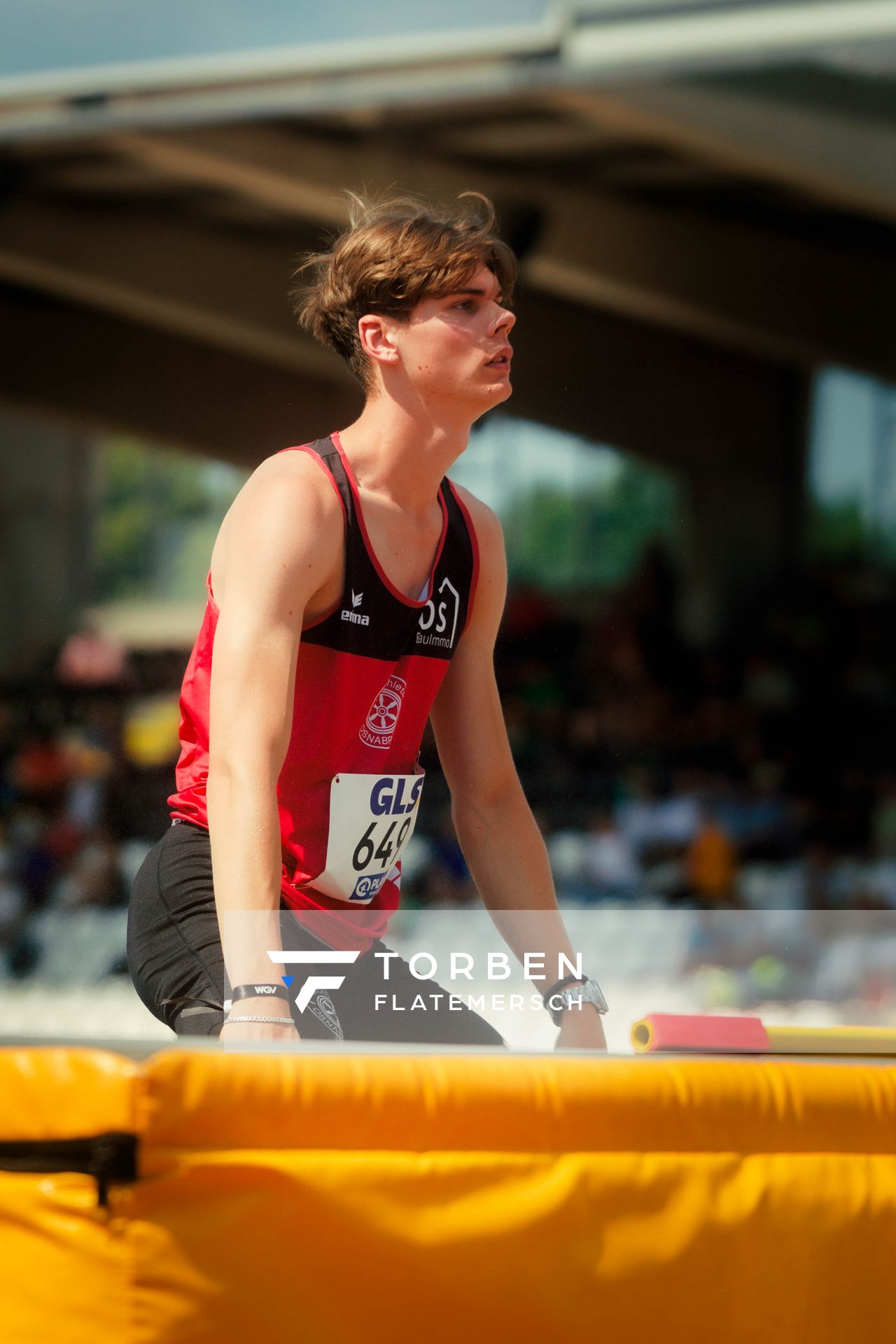 Nevio Völkel (LG Osnabrück) waehrend der U16-/U23-DM am 05.07.2025 im Donaustadion in Ulm