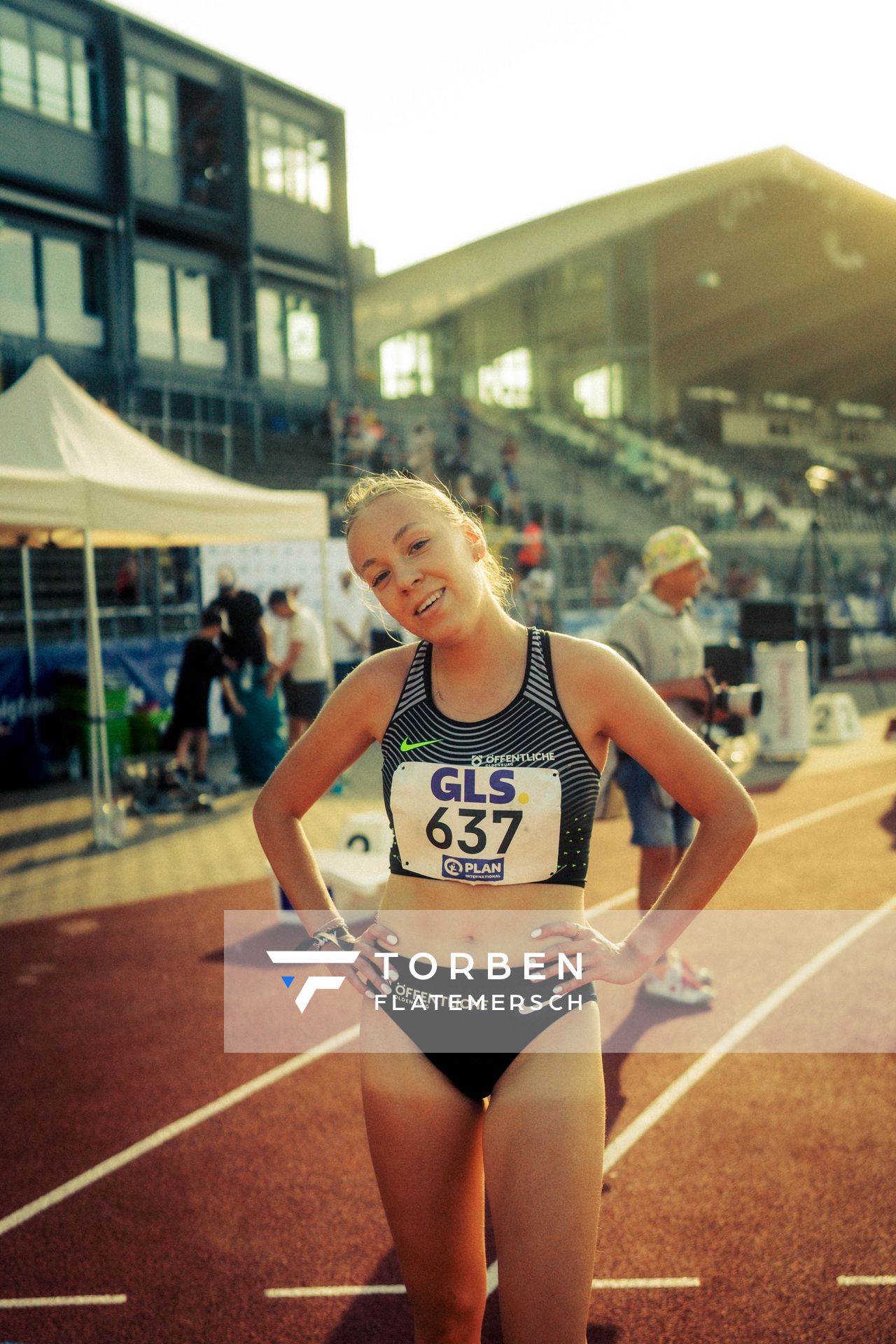 Carolin Hinrichs (VfL Löningen) waehrend der U16-/U23-DM am 05.07.2025 im Donaustadion in Ulm