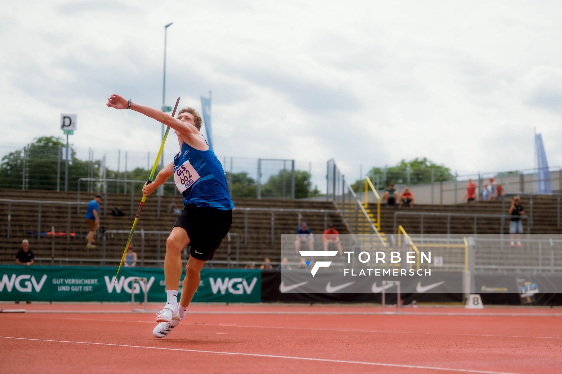 Aaron Funck (TV Jahn Walsrode) beim Speerwurfwaehrend der U16-/U23-DM am 06.07.2025 im Donaustadion in Ulm