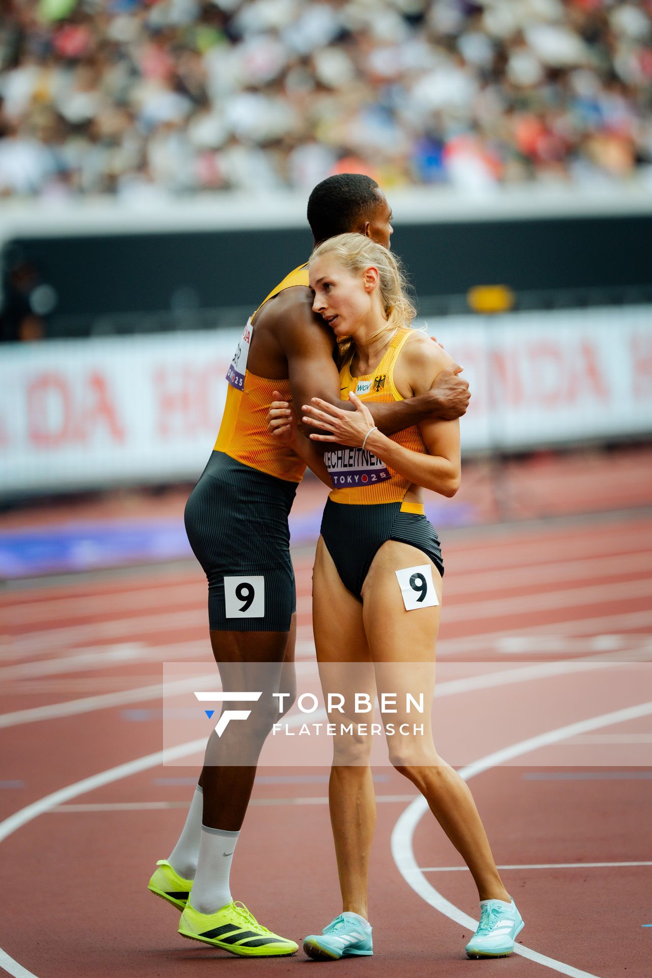 Emil Agyekum (GER), Elisa Lechleitner (GER) during the World Athletics Championships on 13.09.2025 in Tokyo.