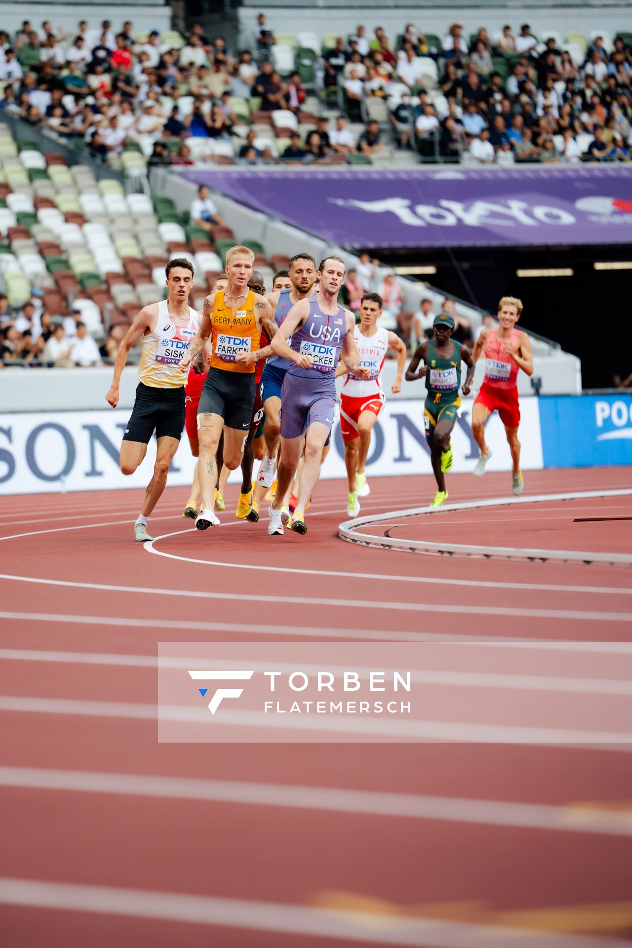 Robert Farken (GER), Cole Hocker (USA), Pieter Sisk (BEL) during the World Athletics Championships on 14.09.2025 in Tokyo.