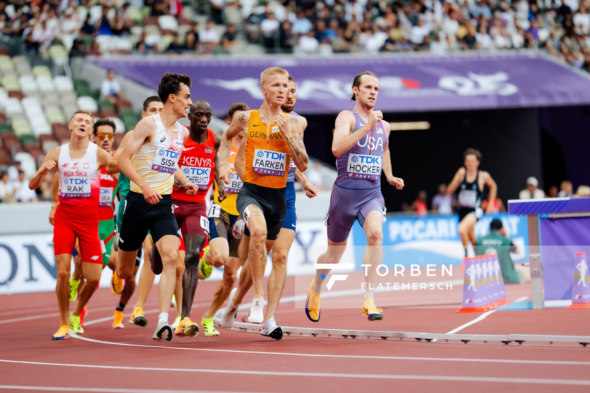 Robert Farken (GER), Cole Hocker (USA), Pieter Sisk (BEL) during the World Athletics Championships on 14.09.2025 in Tokyo.