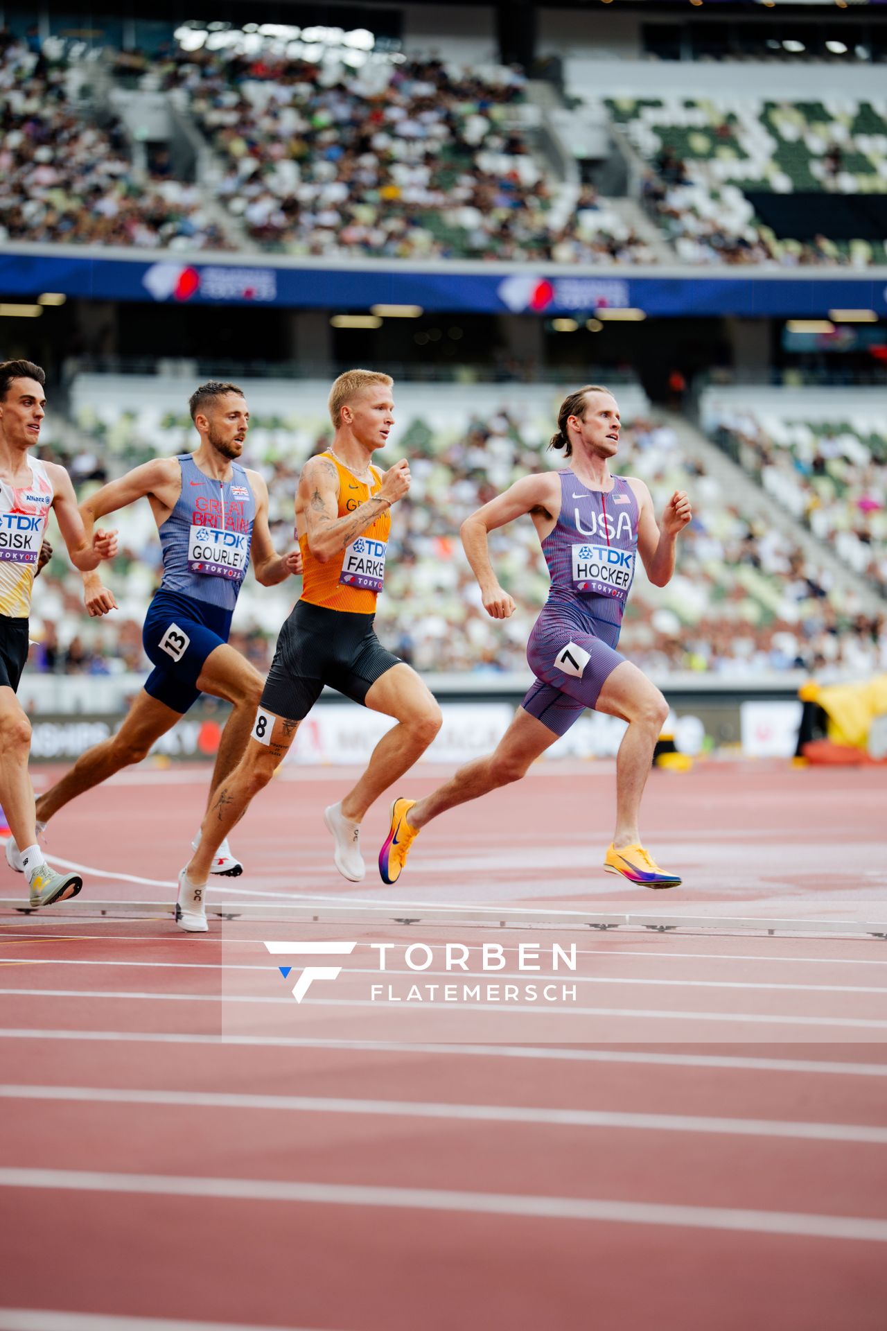 Robert Farken (GER), Cole Hocker (USA), Neil Gourley (GBR) during the World Athletics Championships on 14.09.2025 in Tokyo.