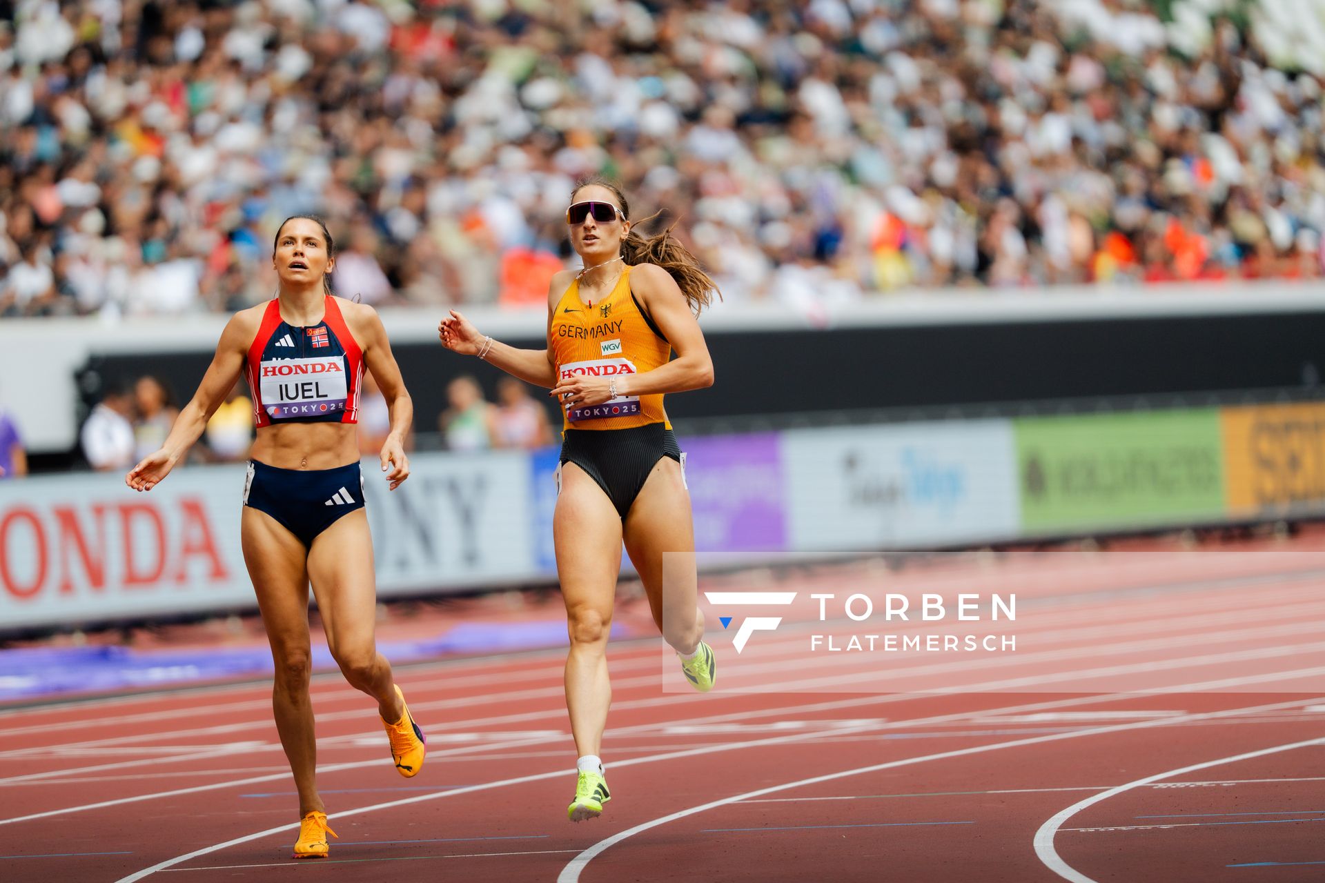 Elena Kelety (GER), Amalie Iuel (NOR) during the World Athletics Championships on 15.09.2025 in Tokyo.
