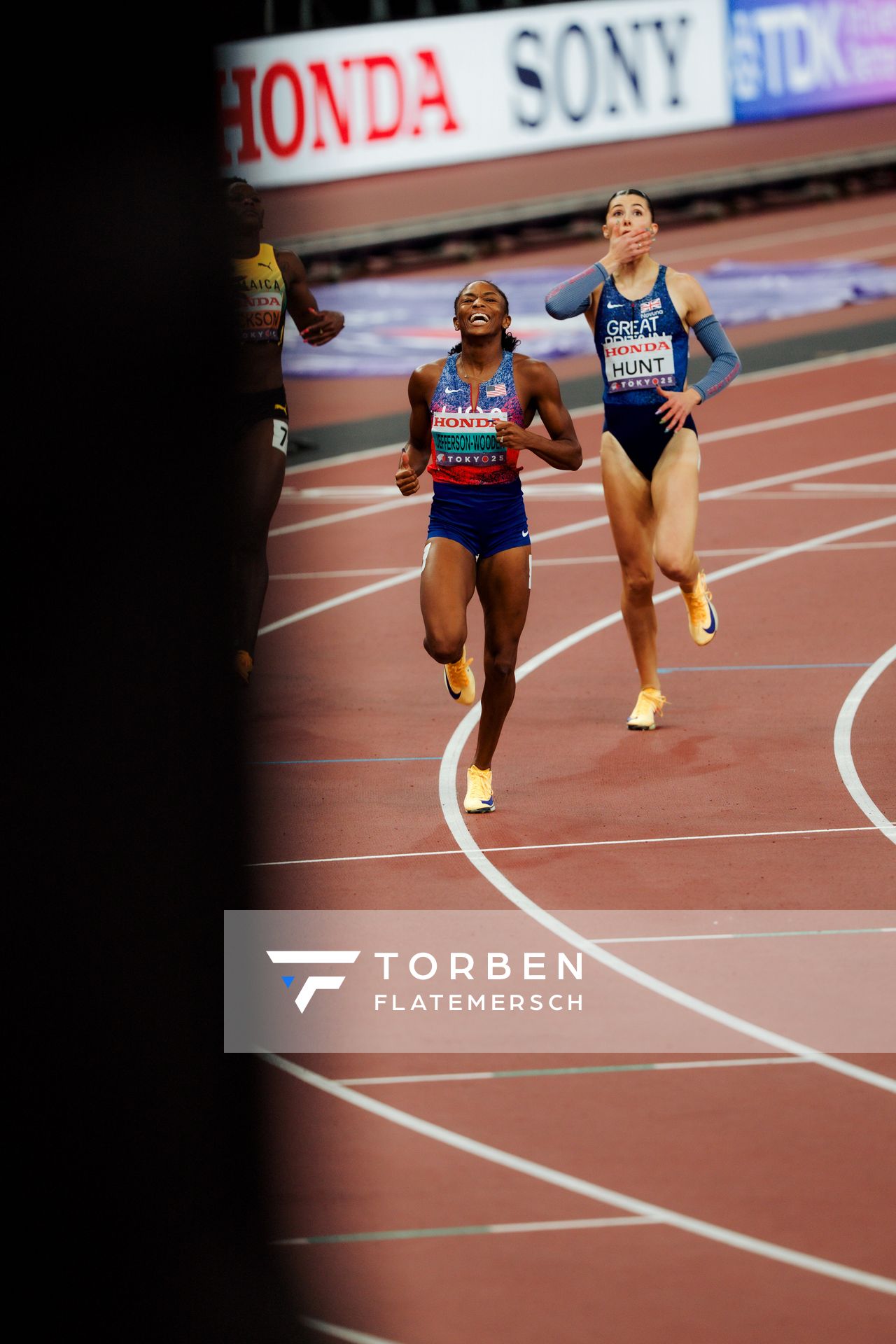 Melissa Jefferson Wooden (USA), Amy Hunt (GBR) during the World Athletics Championships on 19.09.2025 in Tokyo.