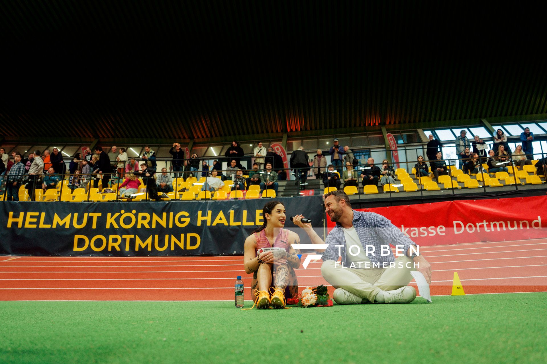 Ewa Swoboda (Polen), Florian Michael Weber (GER) am 08.02.2026 beim Sparkassen Indoor Meeting in der Helmut-Körnig-Halle in Dortmund