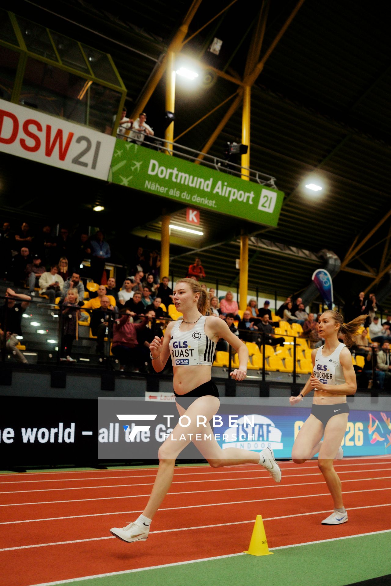 Emily Quast (SCC Berlin) am 27.02.2026 bei den Deutschen Hallen Meisterschaften in der Helmut-Körnig-Halle in Dortmund