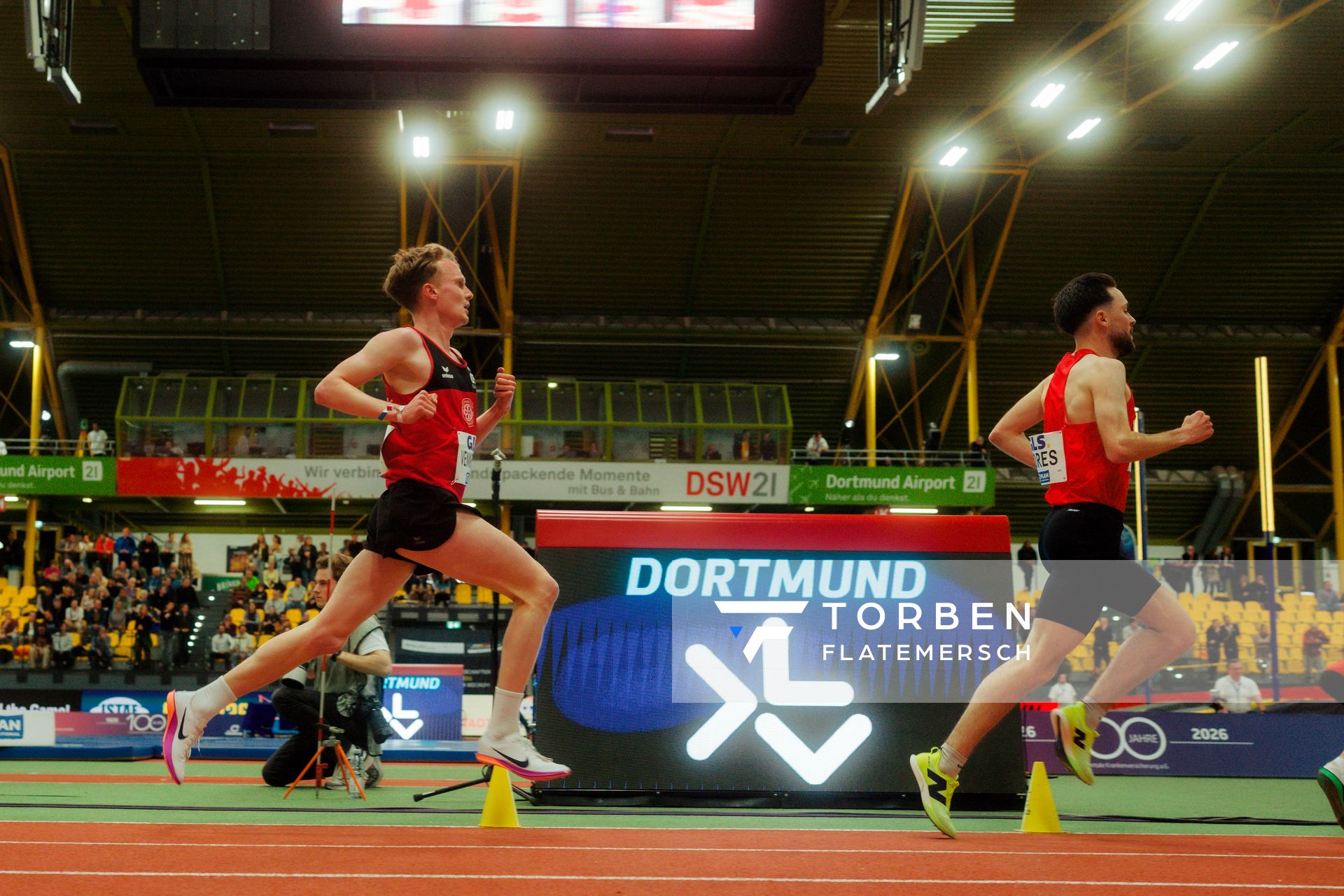 Linus Vennemann (LG Osnabrück) am 27.02.2026 bei den Deutschen Hallen Meisterschaften in der Helmut-Körnig-Halle in Dortmund