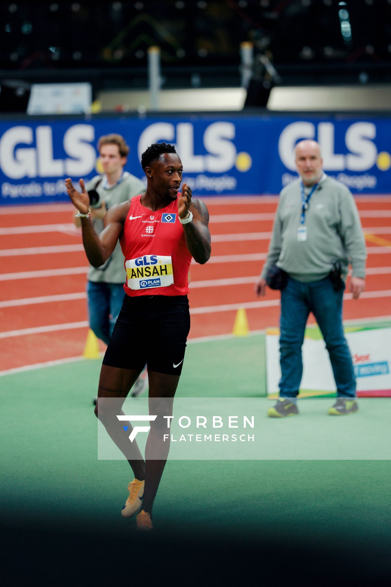 Owen Ansah (Hamburger SV) am 28.02.2026 bei den Deutschen Hallen Meisterschaften in der Helmut-Körnig-Halle in Dortmund
