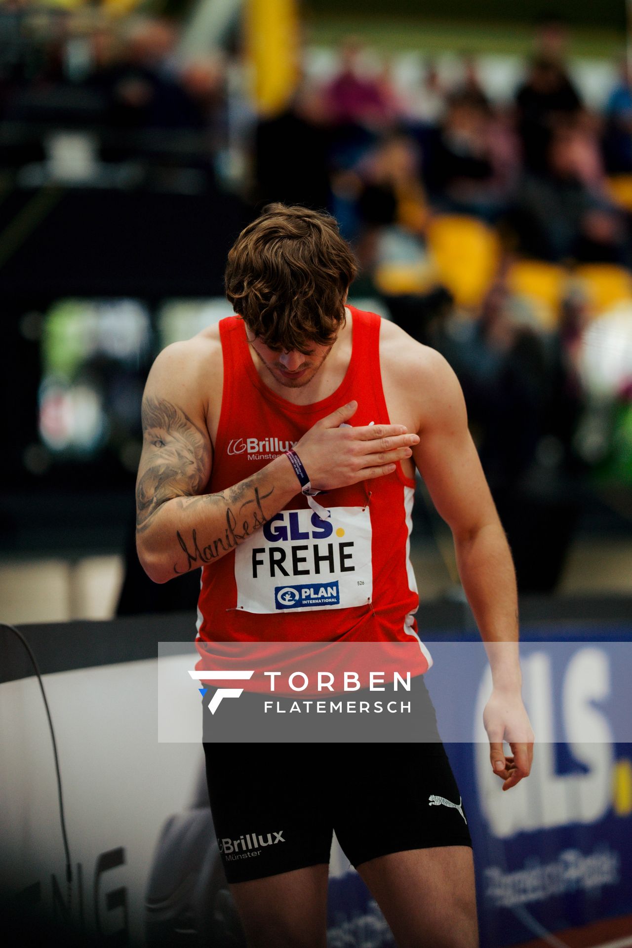 Jan Eric Frehe (LG Brillux Münster) am 01.03.2026 bei den Deutschen Hallen Meisterschaften in der Helmut-Körnig-Halle in Dortmund