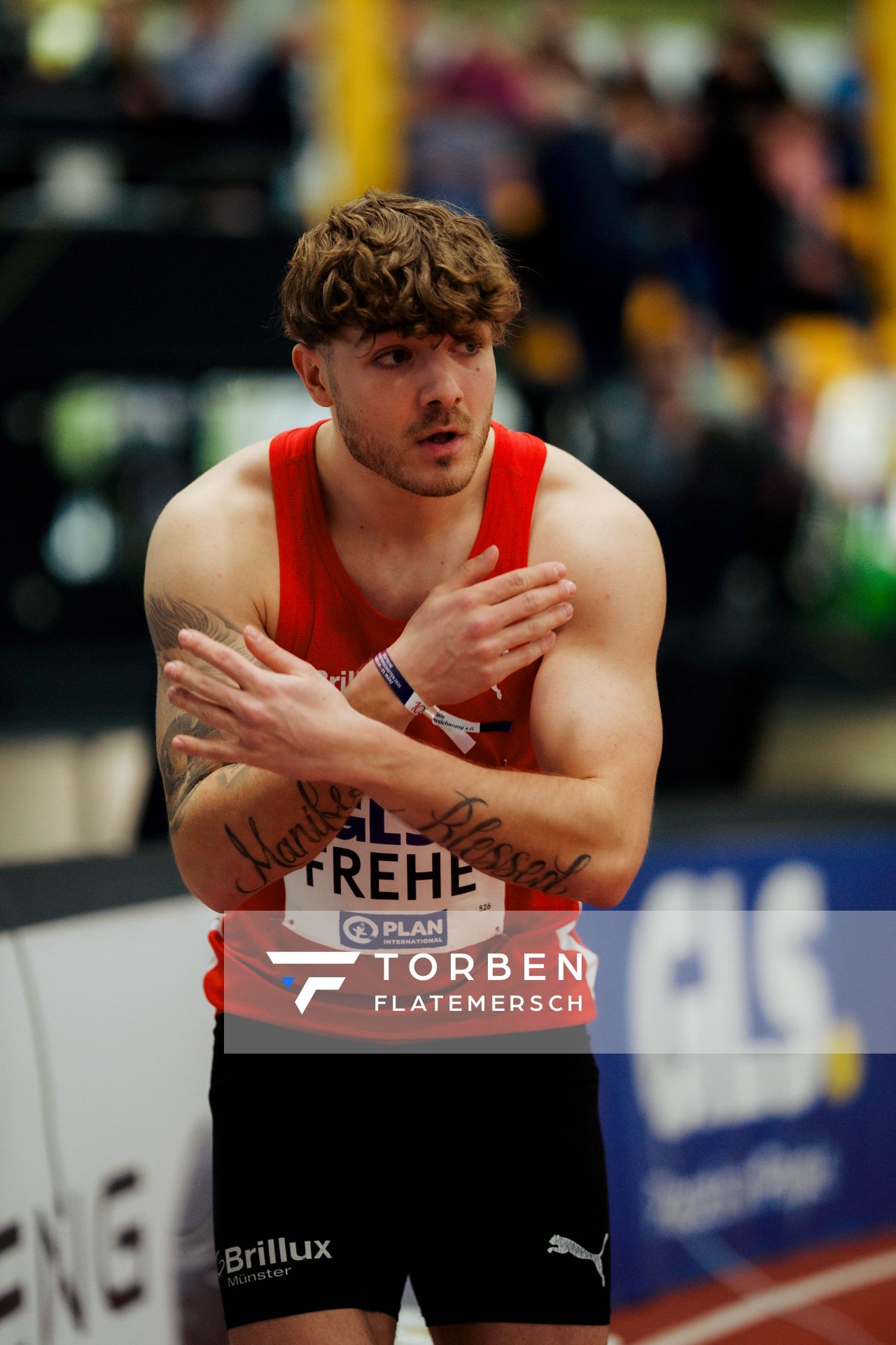 Jan Eric Frehe (LG Brillux Münster) am 01.03.2026 bei den Deutschen Hallen Meisterschaften in der Helmut-Körnig-Halle in Dortmund