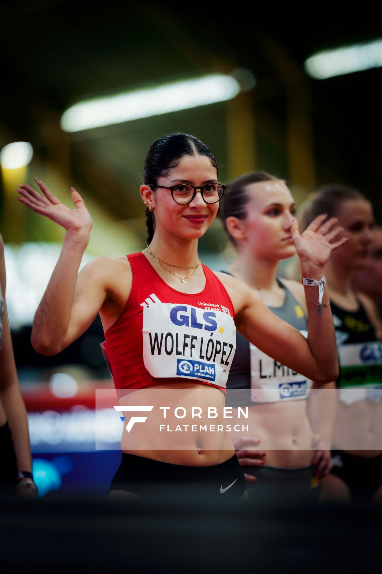 Anna Malena Wolff López (Braunschweiger Laufclub) am 01.03.2026 bei den Deutschen Hallen Meisterschaften in der Helmut-Körnig-Halle in Dortmund