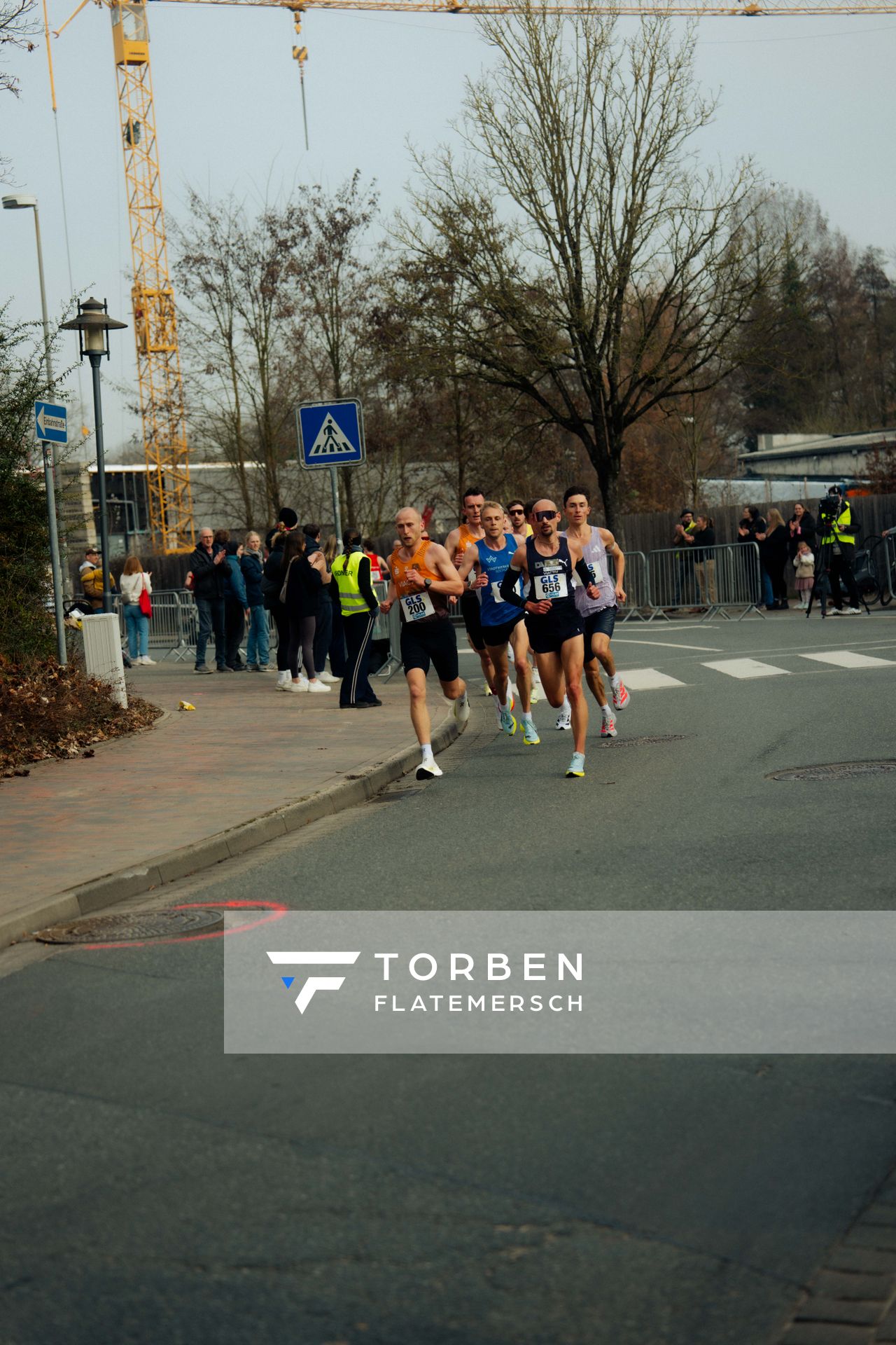 Florian Bremm (Franconia Athletics), Nils Voigt (TV Wattenscheid 01), Hendrik Pfeiffer (Düsseldorf Athletics), Johannes Motschmann (SCC Berlin) am 08.03.2026 bei den Deutschen Meisterschaften 10 km Straße in Uelzen