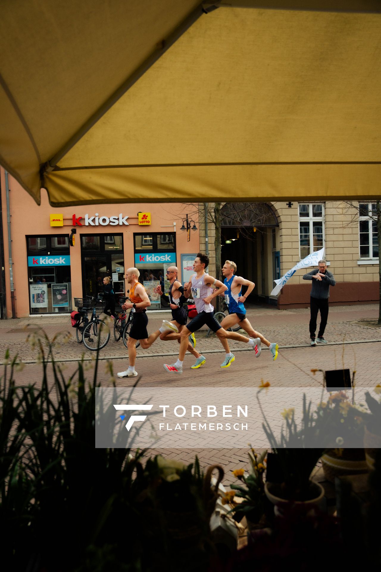 Florian Bremm (Franconia Athletics), Nils Voigt (TV Wattenscheid 01), Johannes Motschmann (SCC Berlin), Hendrik Pfeiffer (Düsseldorf Athletics) am 08.03.2026 bei den Deutschen Meisterschaften 10 km Straße in Uelzen