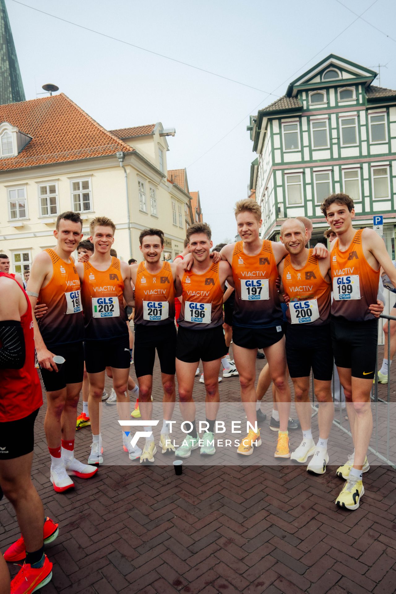 Niklas Buchholz (Franconia Athletics), Jakob Dieterich (Franconia Athletics), Maximilian Berger (Franconia Athletics), Friedrich Biniok (Franconia Athletics), Brian Weisheit (Franconia Athletics), Florian Bremm (Franconia Athletics), Nick Jäger (Franconia Athletics) am 08.03.2026 bei den Deutschen Meisterschaften 10 km Straße in Uelzen