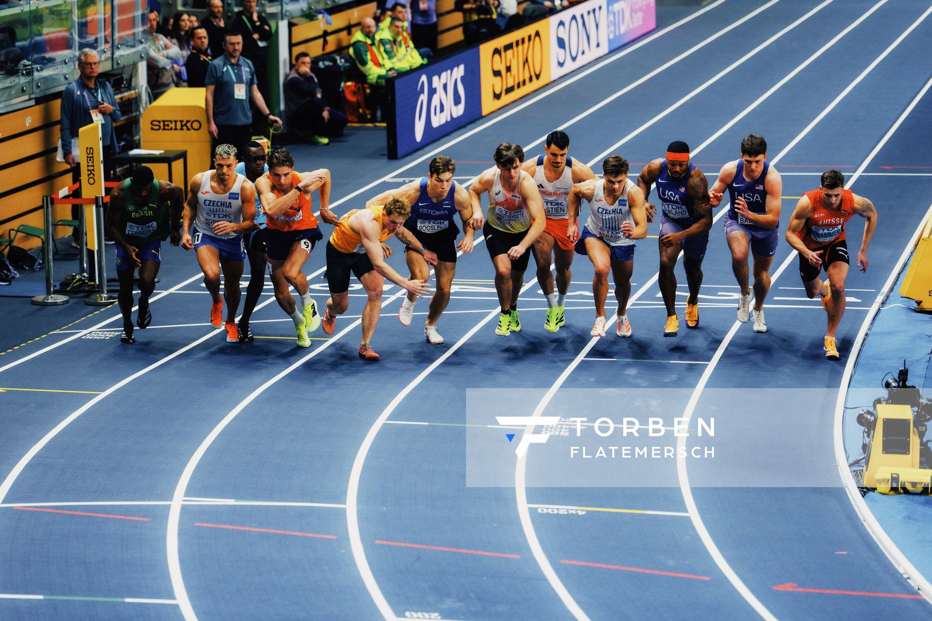 Manuel Eitel (Germany), Jeff Tesselaar (Netherlands), Simon Ehammer (Switzerland), Vilém Stráský (Czechia) on 21.03.2026 at the World Athletics Indoor Championships 2026 in Torun