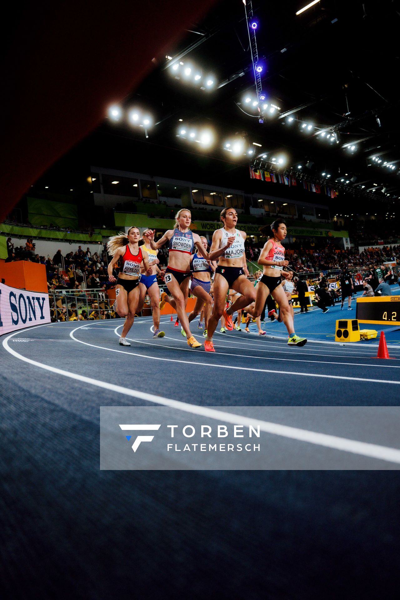 Şilan Ayyildiz (Türkiye), Katie Snowden (Great Britain & N.I.), Micol Majori (Italy) on 21.03.2026 at the World Athletics Indoor Championships 2026 in Torun