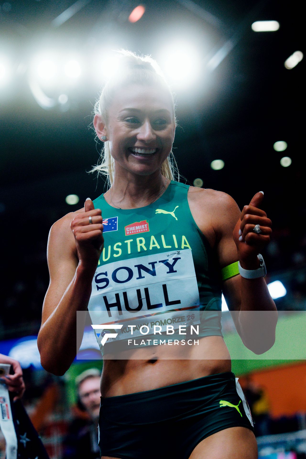Jessica Hull (Australia), Nadia Battocletti (Italy), Emily MacKay (United States) on 21.03.2026 at the World Athletics Indoor Championships 2026 in Torun