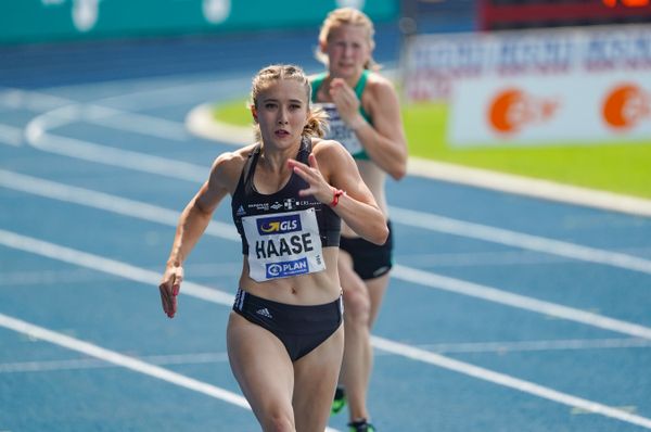 Rebekka Haase (Sprintteam Wetzlar) im 200m Vorlauf am 09.08.2020 waehrend den deutschen Leichtathletik-Meisterschaften 2020 im Eintracht-Stadion in Braunschweig an Tag 2 (Vormittags-Session)
