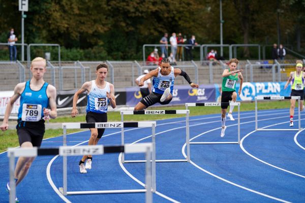 Jordan Gordon (OTB Osnabrueck) im 400m Huerden Finale am 06.09.2020 waehrend den deutschen Leichtathletik-Jugendmeisterschaften im Frankenstadion in Heilbronn (Tag 3)