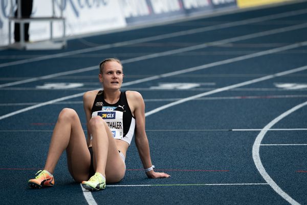 Hannah Mergenthaler (MTG Mannheim) am 06.06.2021 waehrend den deutschen Leichtathletik-Meisterschaften 2021 im Eintracht-Stadion in Braunschweig
