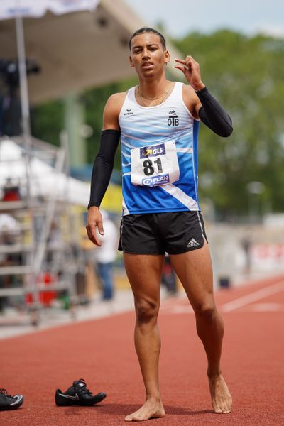 Jordan Gordon (OTB Osnabrueck) im 400m Huerden Finale am 27.06.2021 waehrend den deutschen U23 Leichtathletik-Meisterschaften 2021 im Stadion Oberwerth in Koblenz