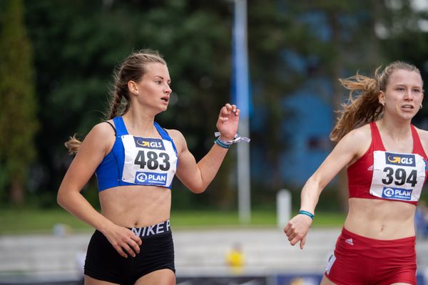 Lea Kimpel (LG Lueneburg) im 200m Vorlauf am 01.08.2021 waehrend den deutschen Leichtathletik-Jugendmeisterschaften 2021 in Rostock (Tag 3)
