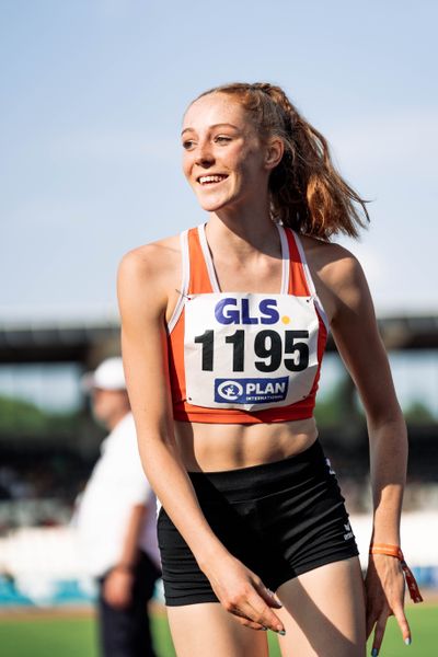 Lenia Kurrle (TSV Gomaringen) im Dreisprung am 15.07.2022 waehrend den deutschen Leichtathletik-Jugendmeisterschaften 2022 in Ulm